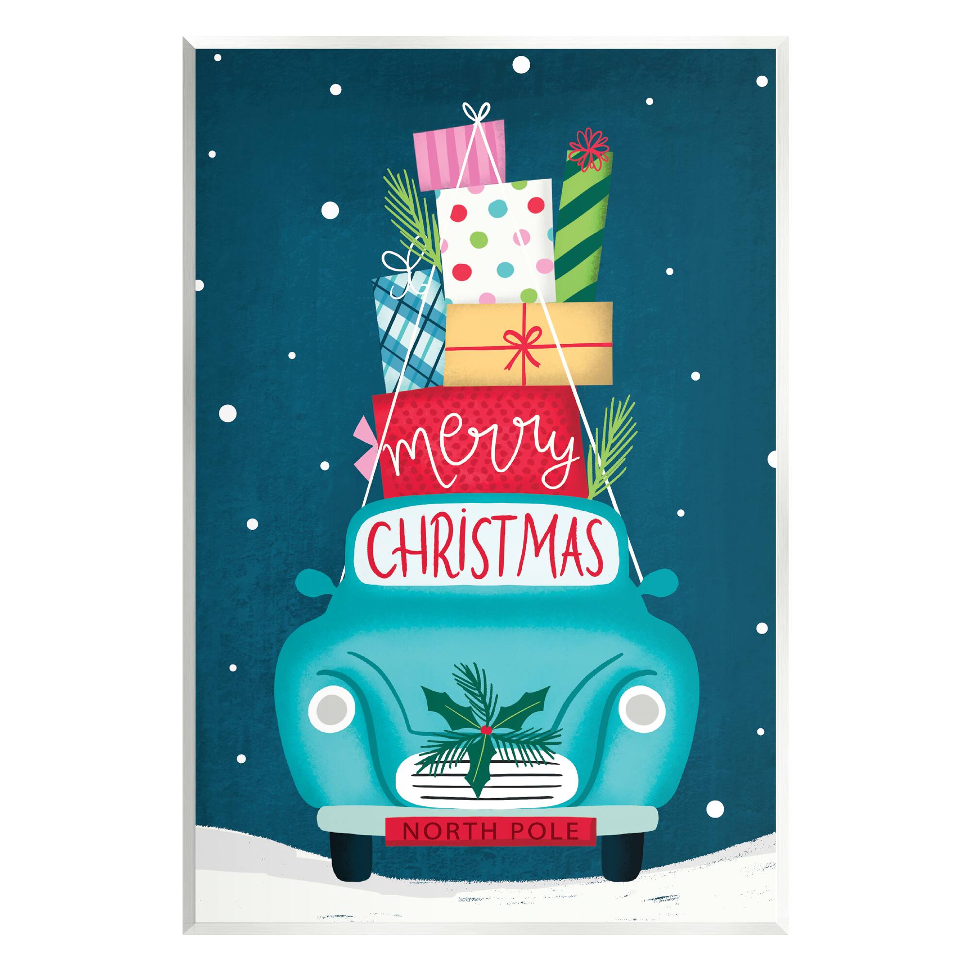 Stupell Industries Merry Christmas Stacked Gifts Car Wall Plaque Art