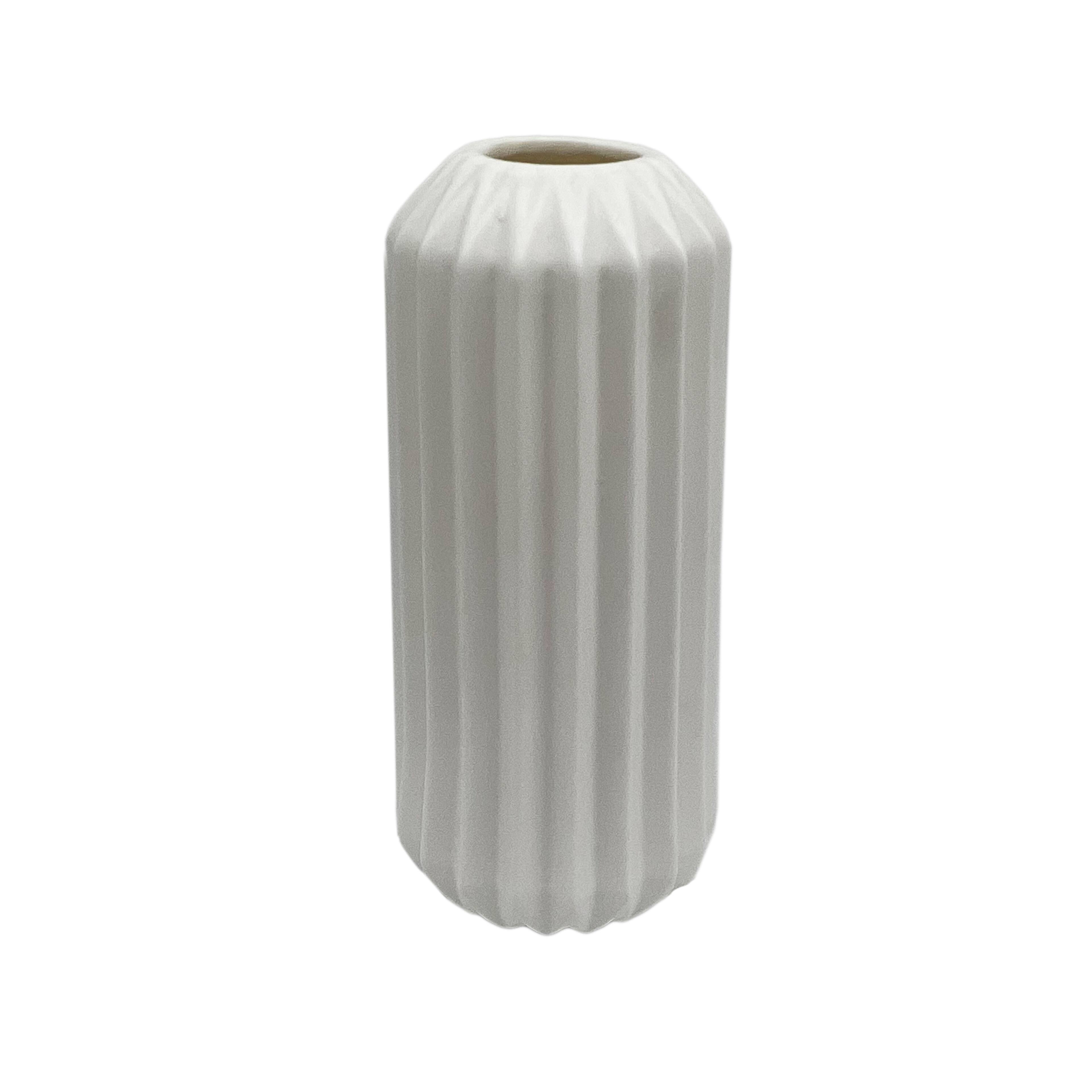 8 Pack: 9" White Geometric Ceramic Vase by Ashland®