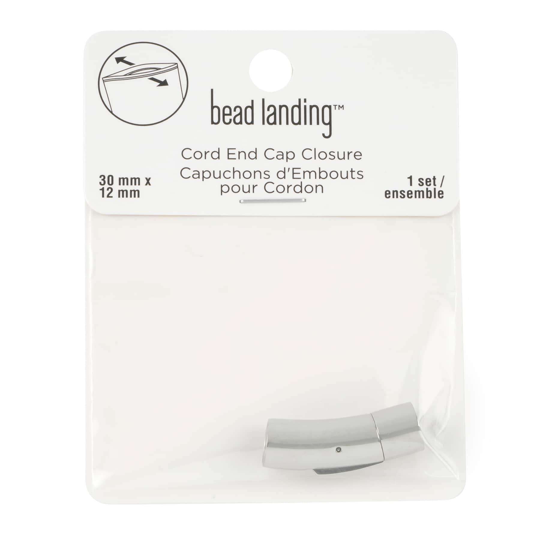 Rhodium Cord End Cap Closure Set by Bead Landing&#x2122;