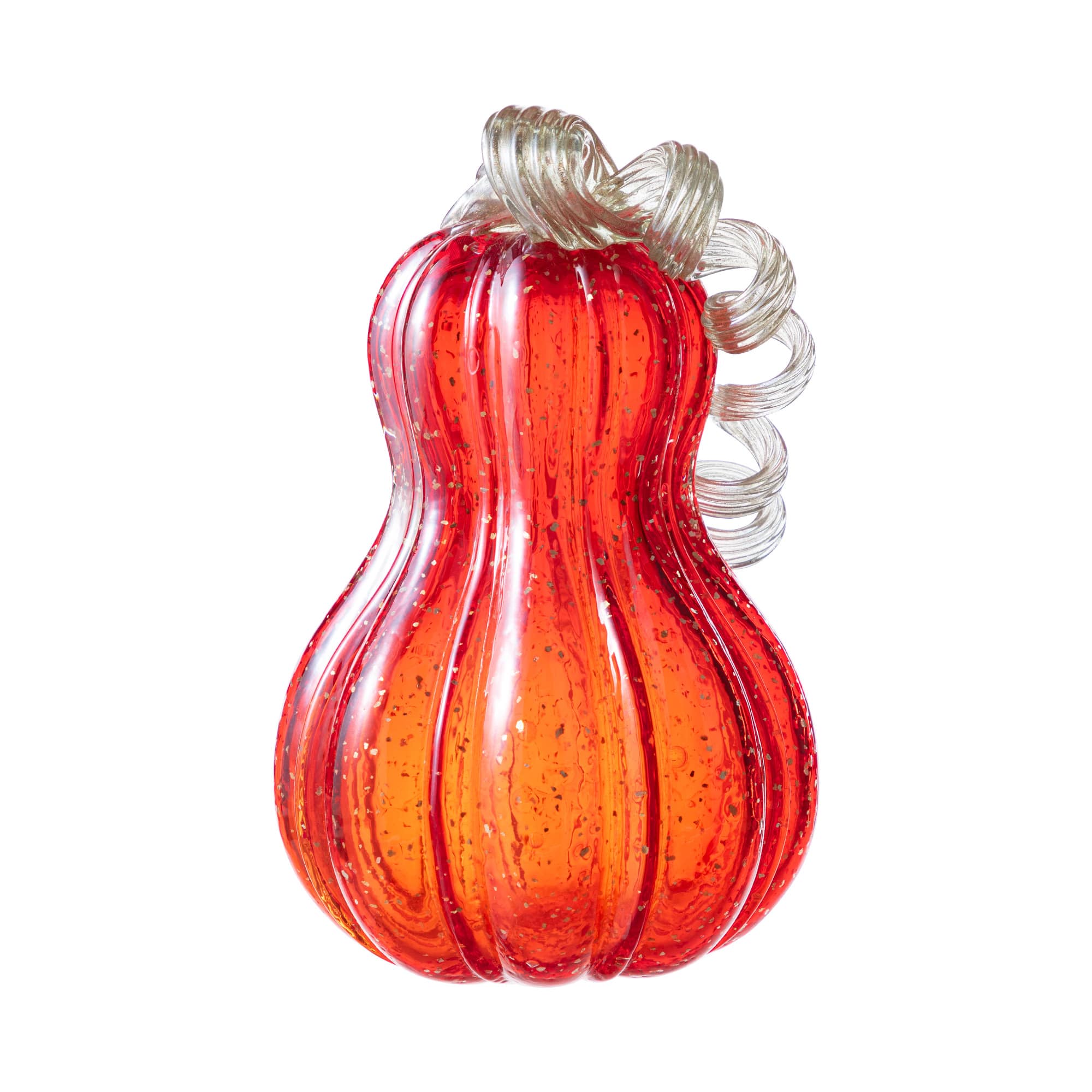 Glitzhome&#xAE; 8.5&#x22; Fall Red Glass Gourd with Glitter