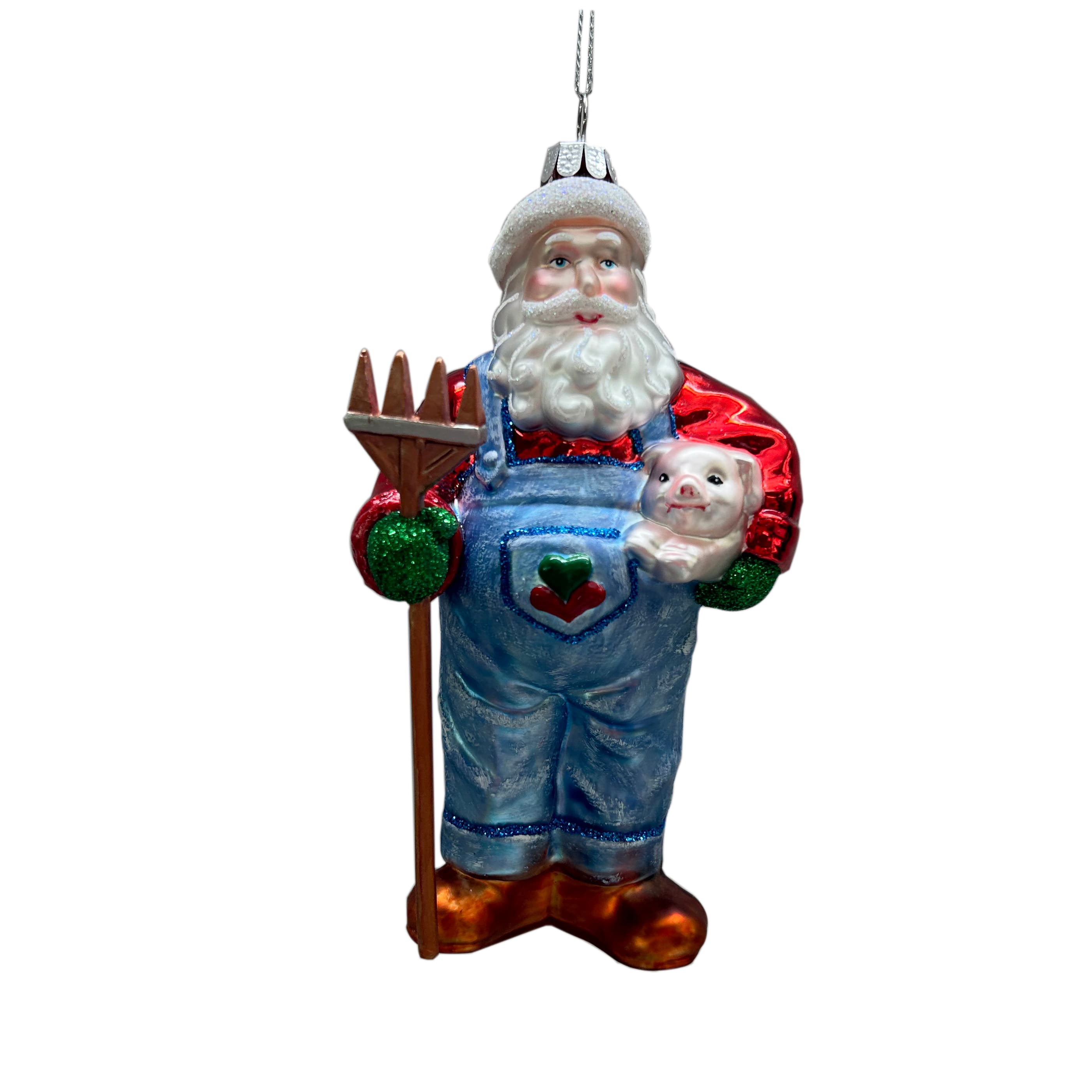 5.5" Farmer Santa Glass Ornament by Ashland®
