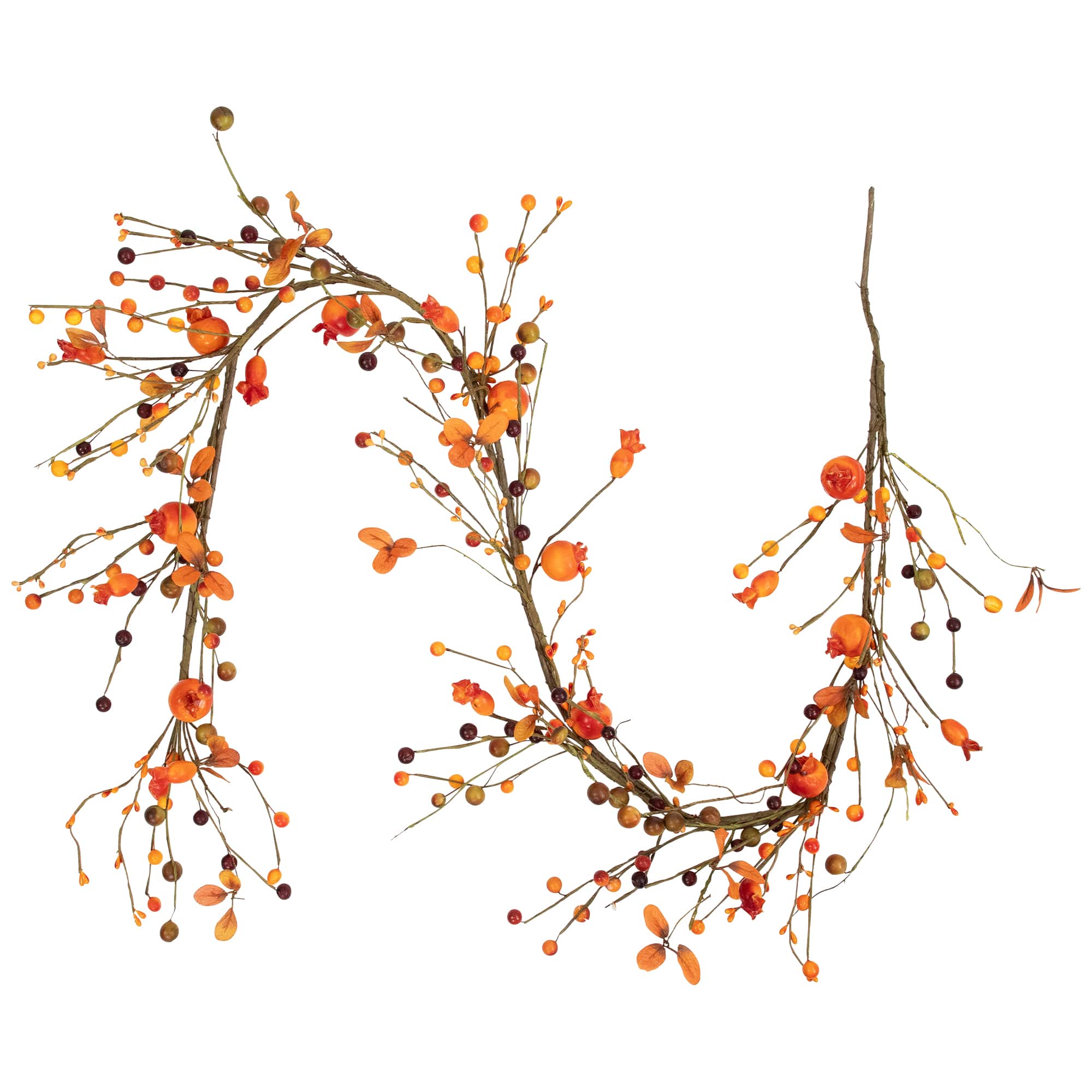 5ft. Autumn Harvest Berries & Leaves Rustic Twig Thanksgiving Garland