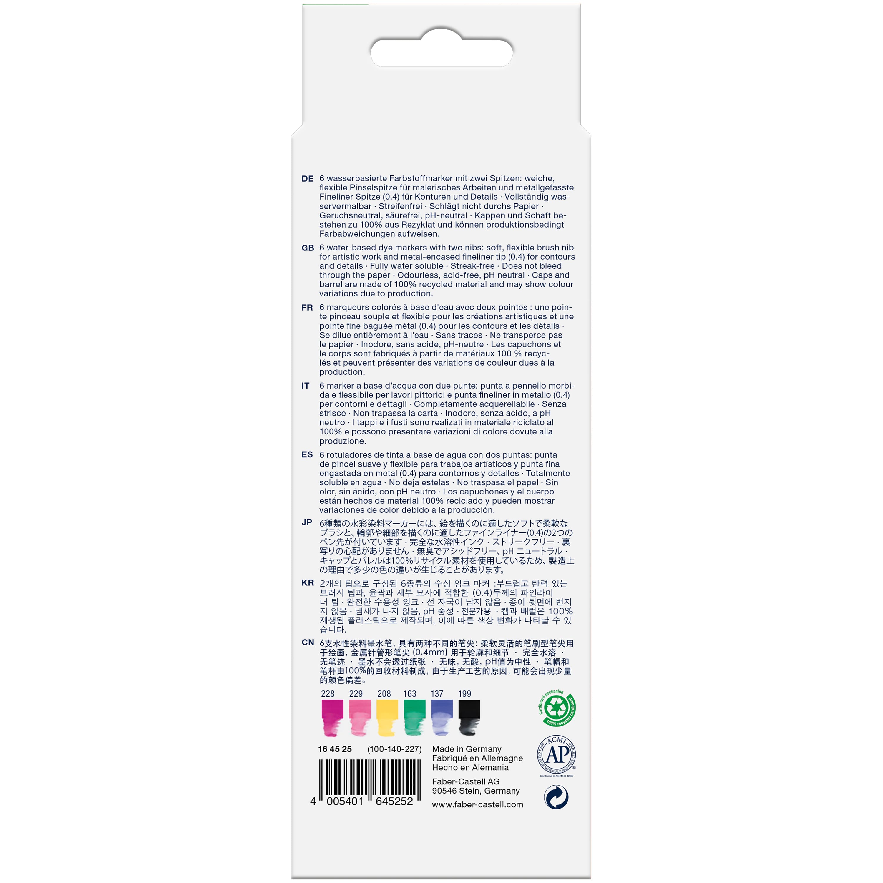 Faber-Castell&#xAE; Goldfaber Aqua 6 Color Graffiti Dual Tip Watercolor Marker Set