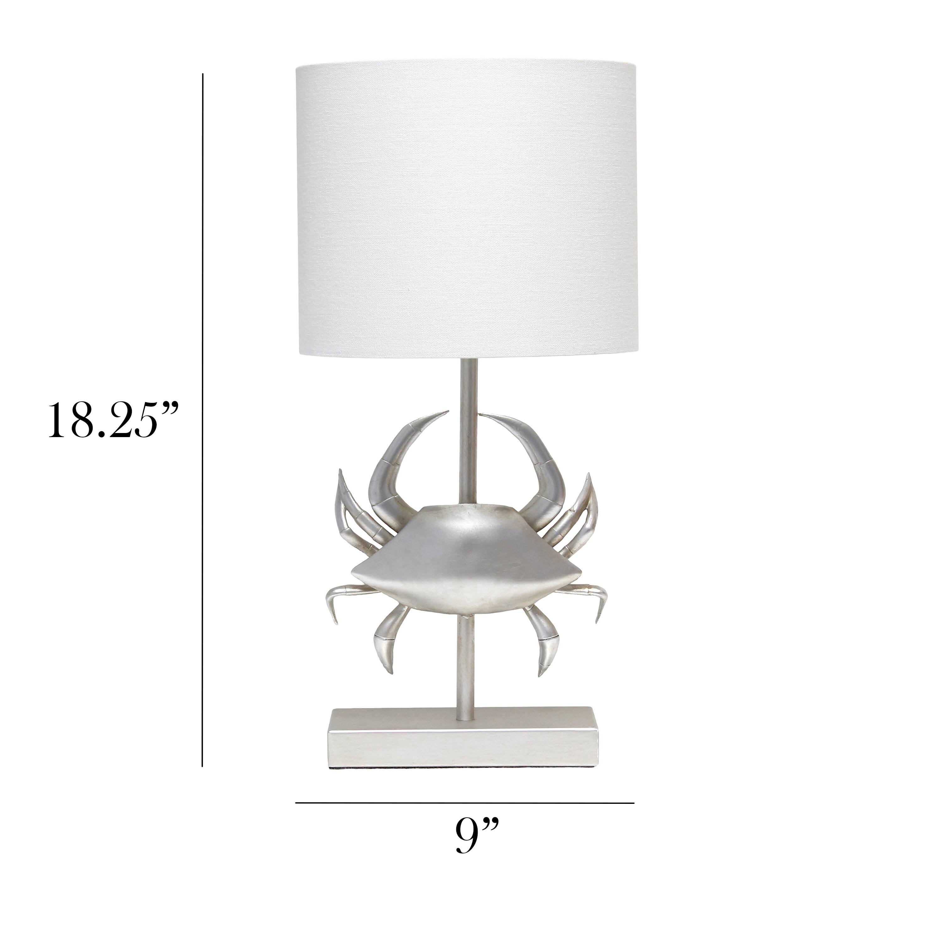 Simple Designs™ 18" Brushed Nickel Pinching Crab Table Lamp with White Shade