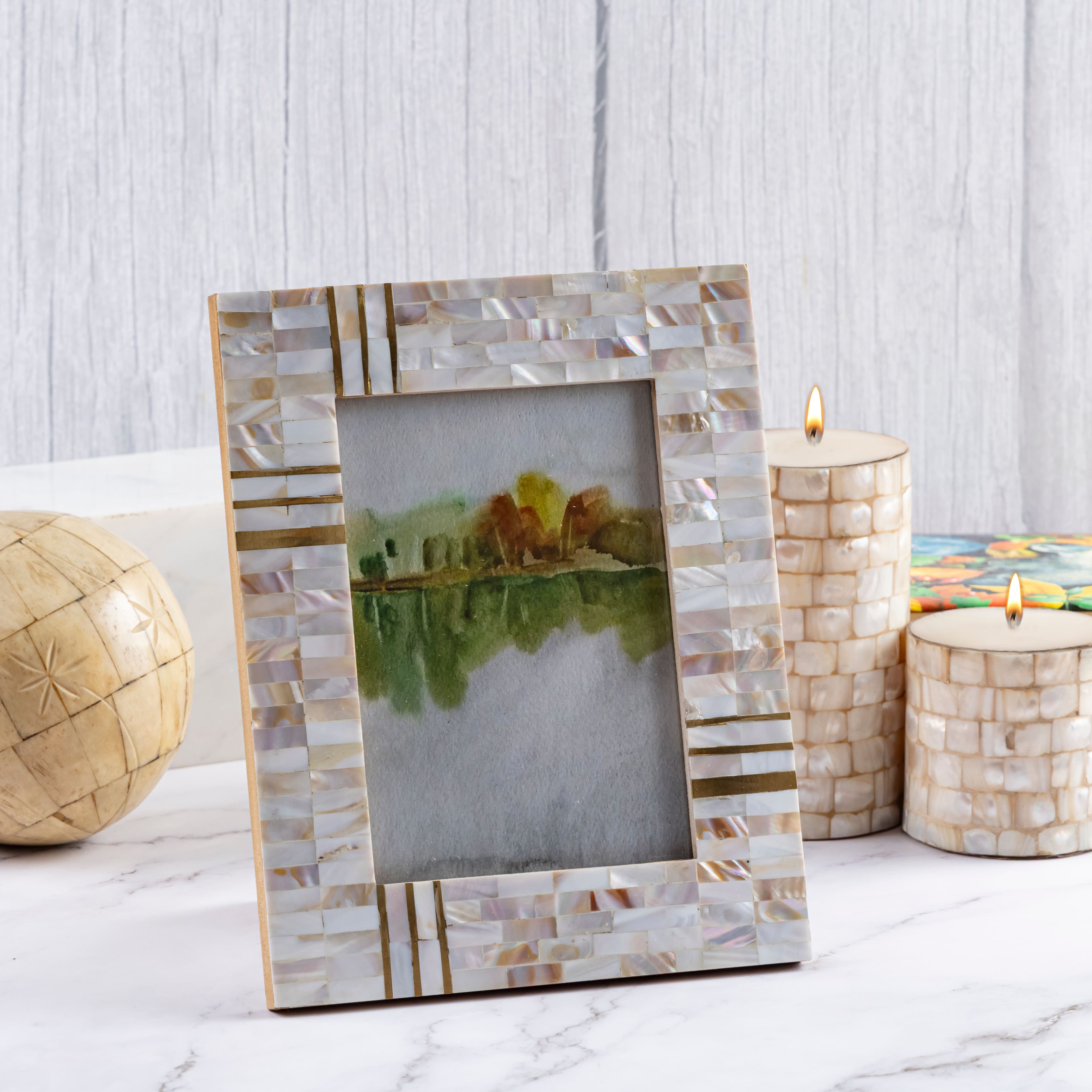 5" x 7" Gold & Mother of Pearl Tabletop Frame, Atelier by Studio Décor®