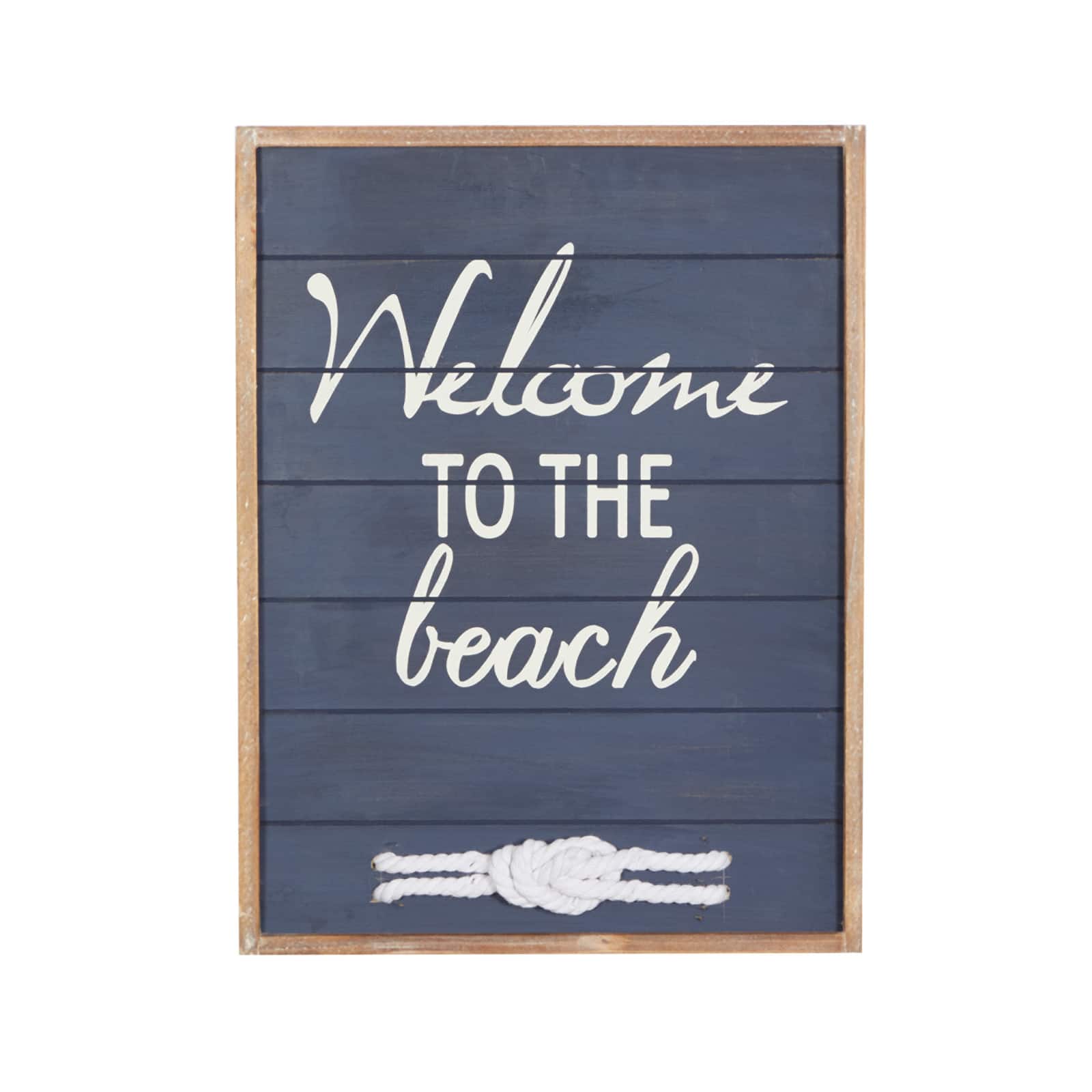 Coastal Blue Wood Welcome to the Beach Sign, 20&#x22; x 15&#x22; x 2&#x22;