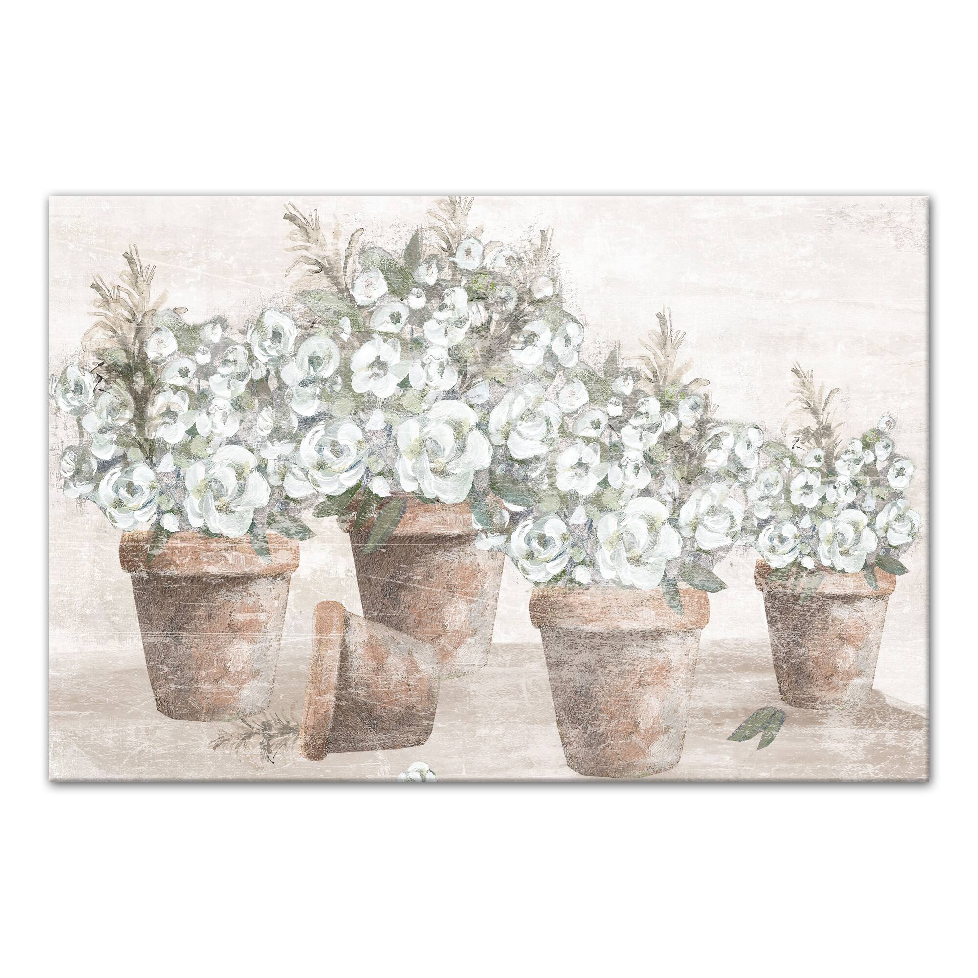 Floral Natural Pots Canvas Wall Art