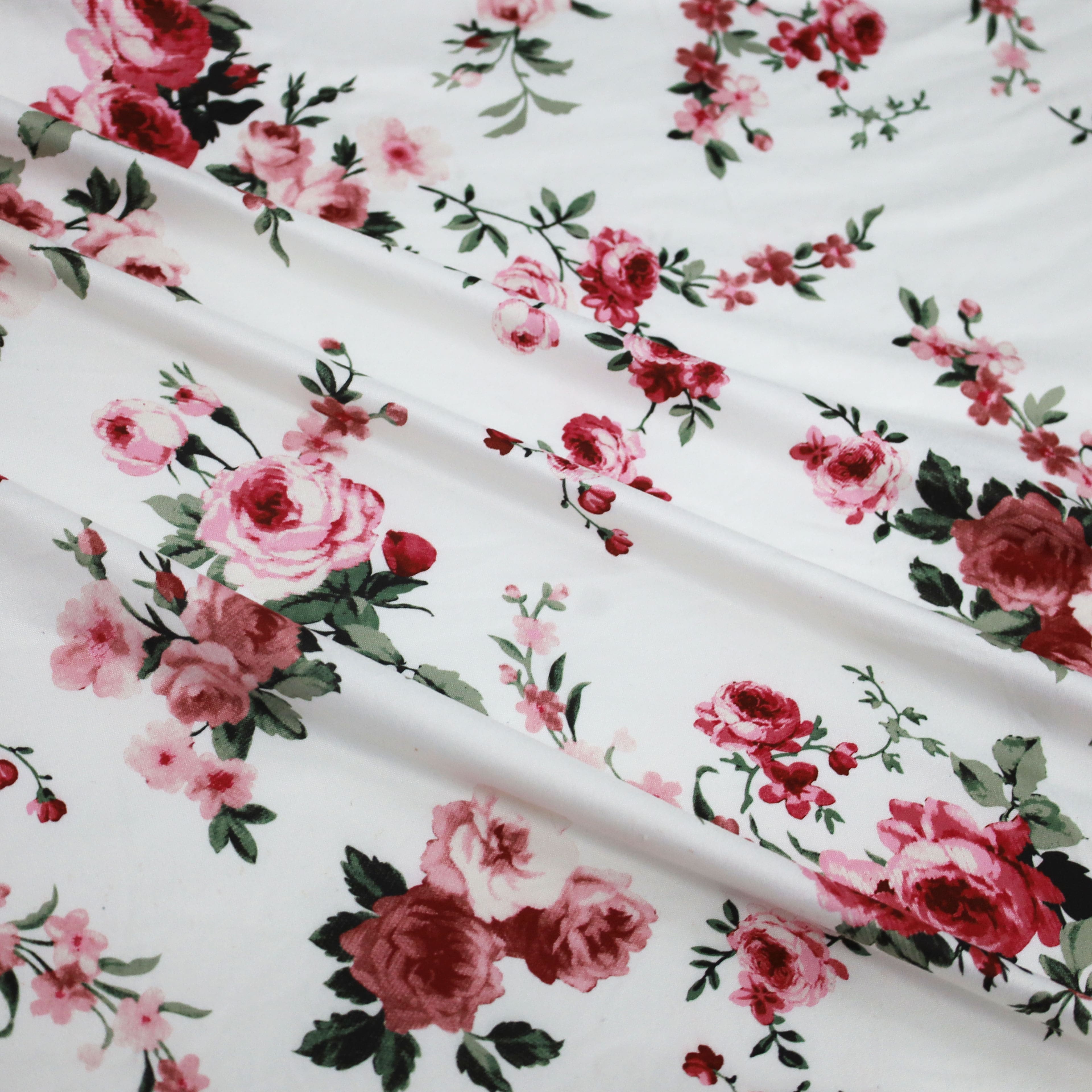 Fabric Merchants Pink Flowers Double Brushed Stretch Fabric