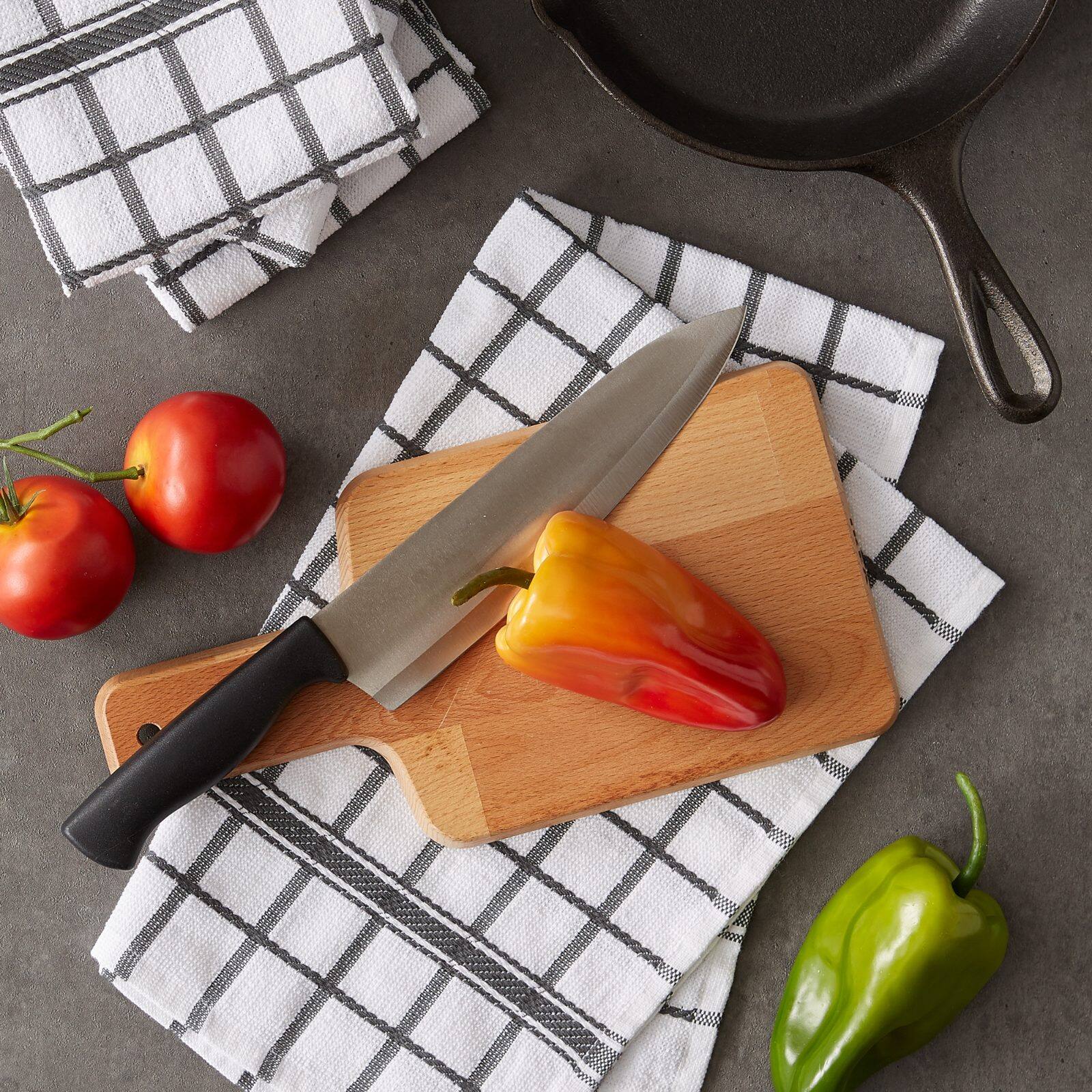 DII® Mineral Gray Windowpane Terry Dishtowels, 4ct.