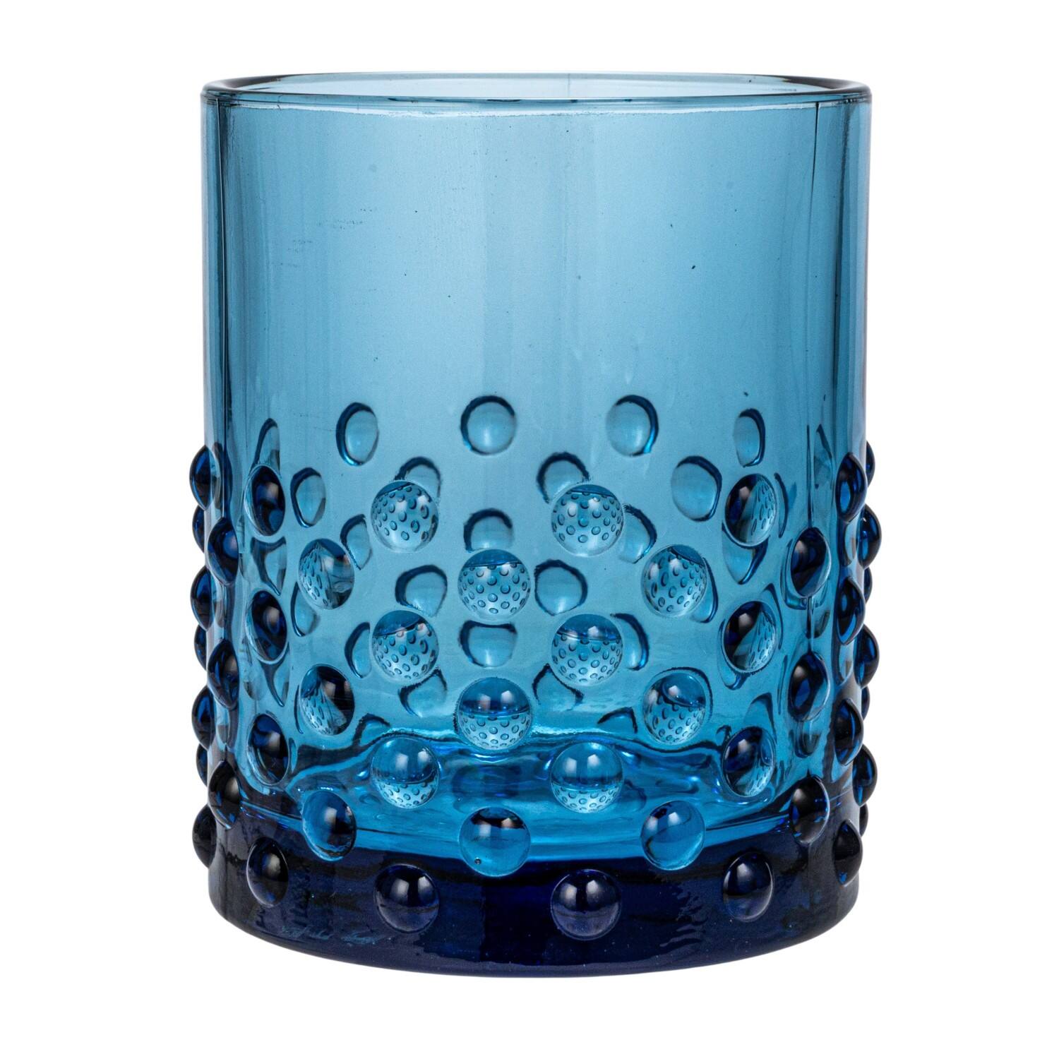Hello Honey® 12oz. Blue Hobnail Drinking Glass