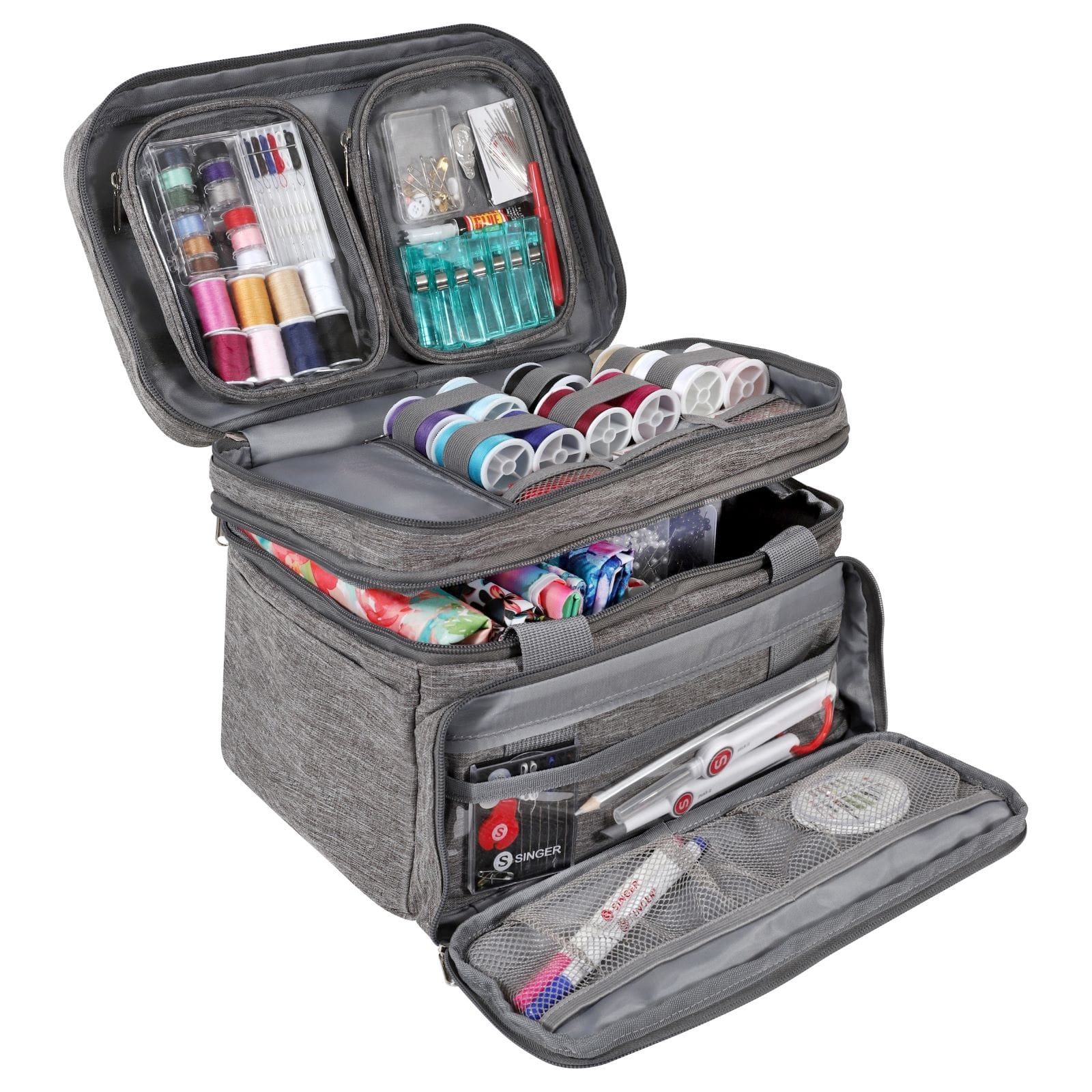 SINGER&#xAE; Large Gray Collapsible Sewing Supplies Organizer