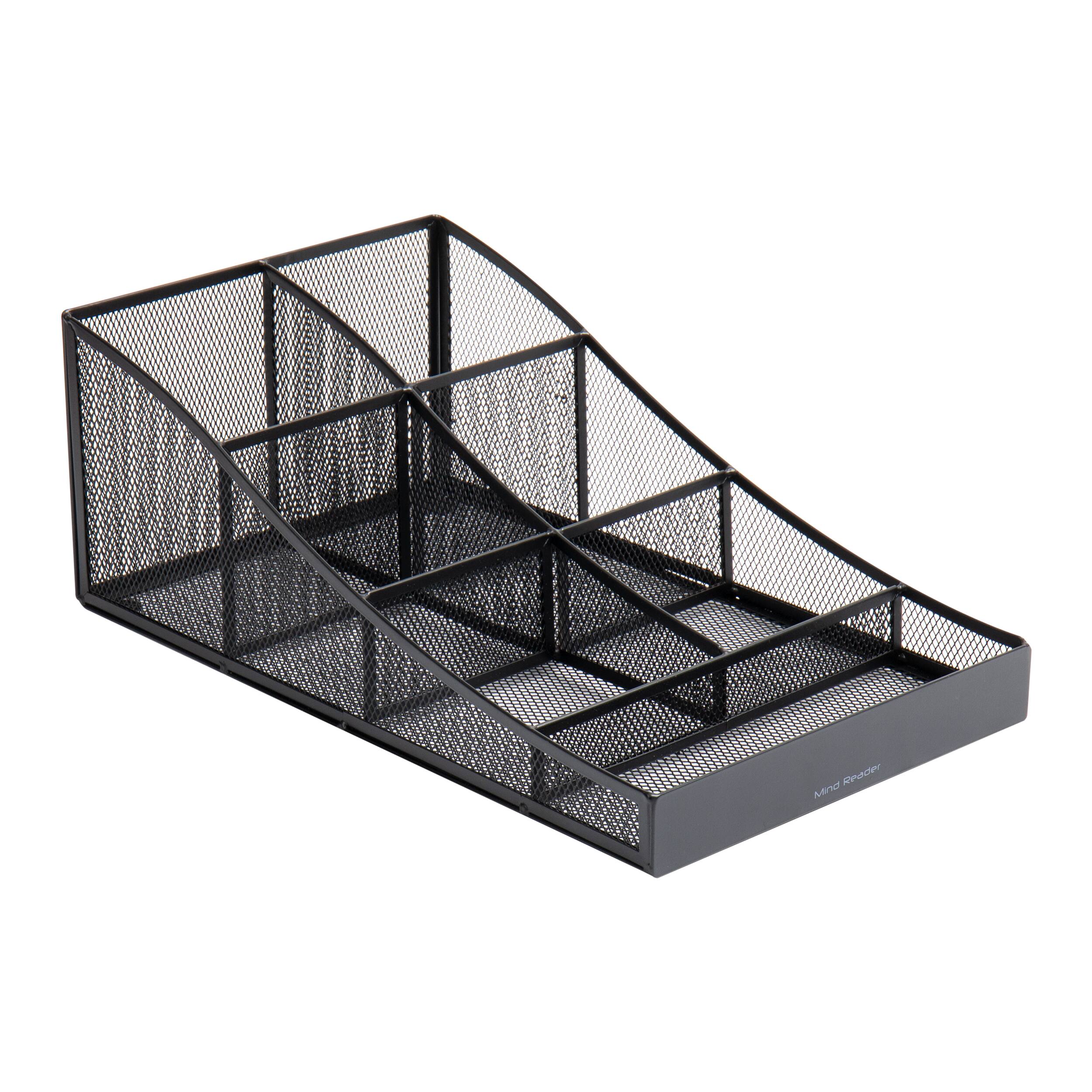 Mind Reader Network Collection 7-Compartment Black Cup and Condiment Organizer, 2ct.