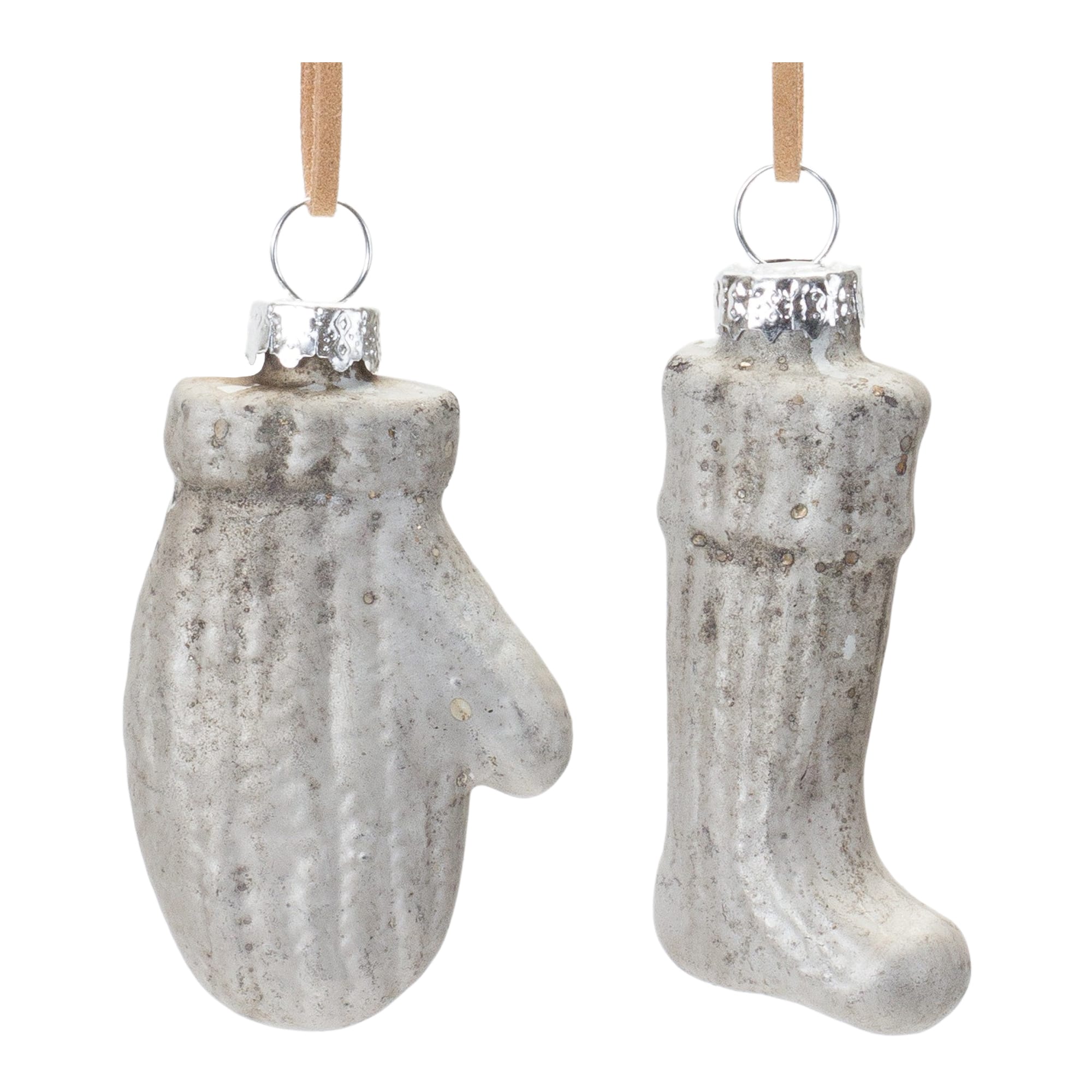 Glass Mitten & Stocking Ornament Set
