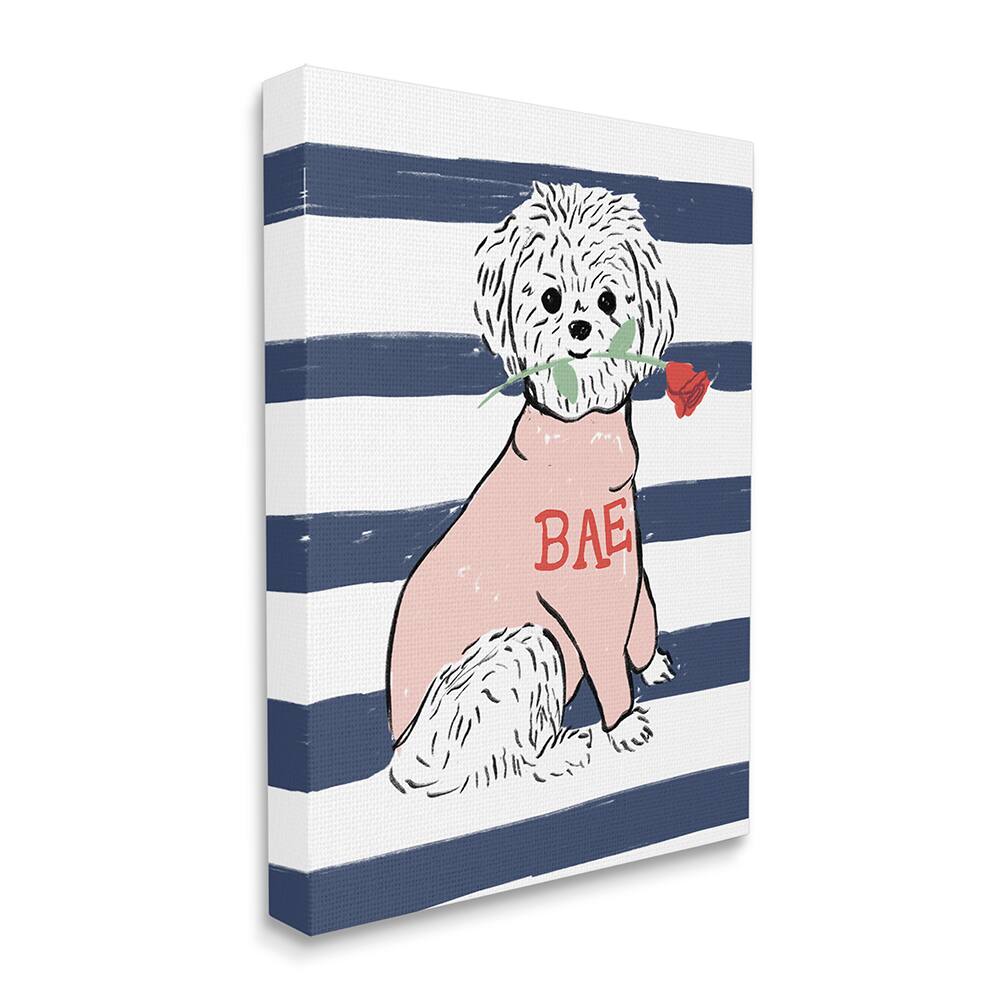 Stupell Industries Romantic Bichon Puppy Pink Bae Sweater Canvas Wall Art