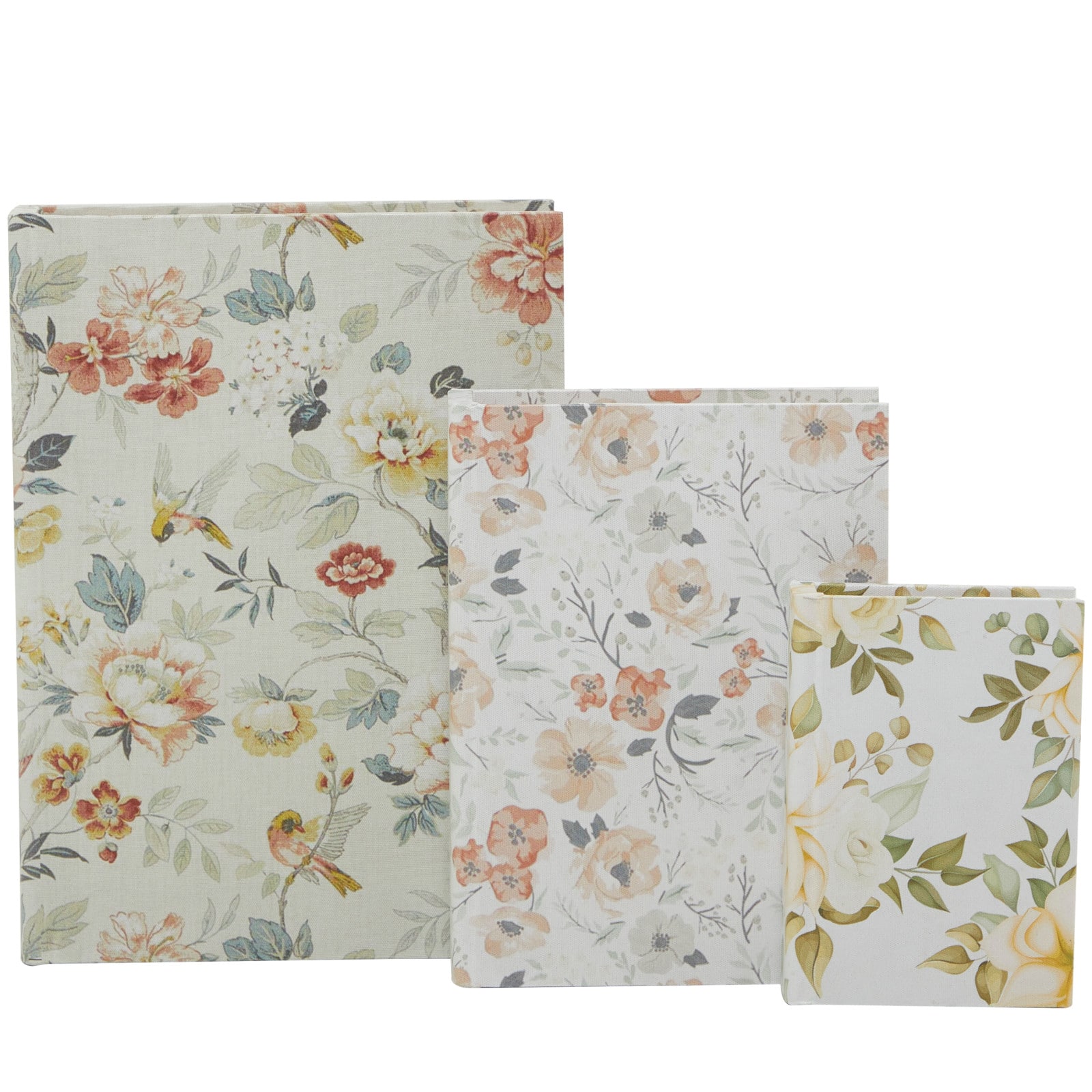 Vintage Floral Canvas Faux Book Box Set