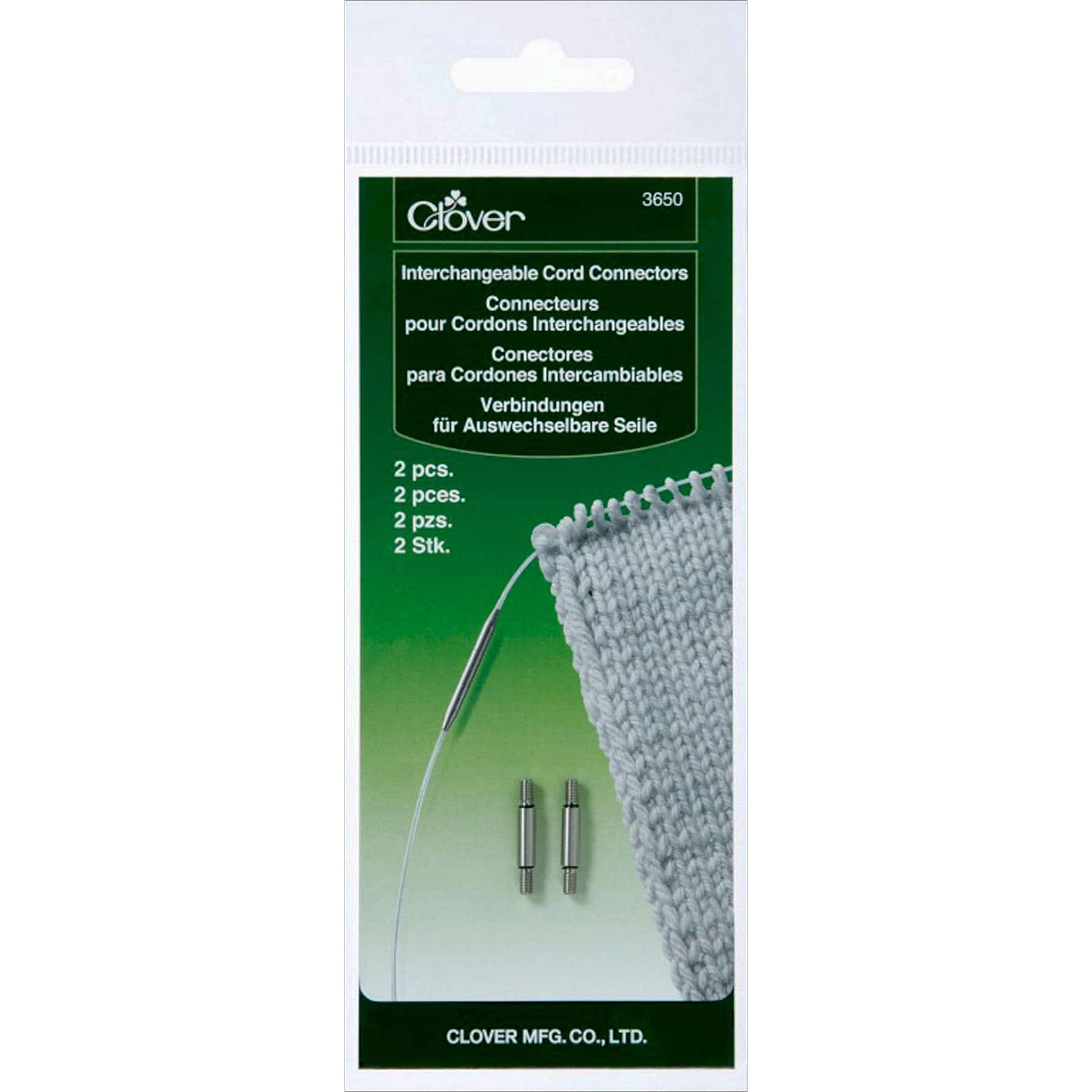 Clover Circular Knitting Needle Interchangeable Cord Connectors, 2ct.