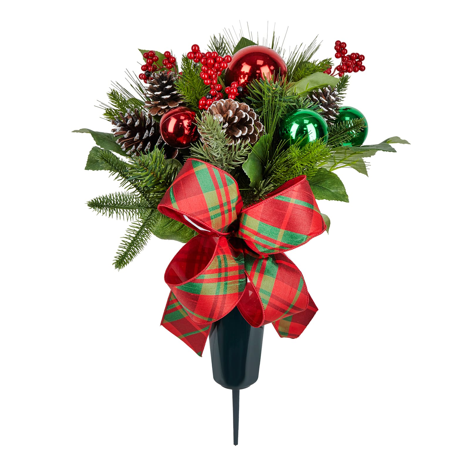 21&#x22; Red &#x26; Green Ornament &#x26; Pine Foliage Cone with Pinecone by Ashland&#xAE;