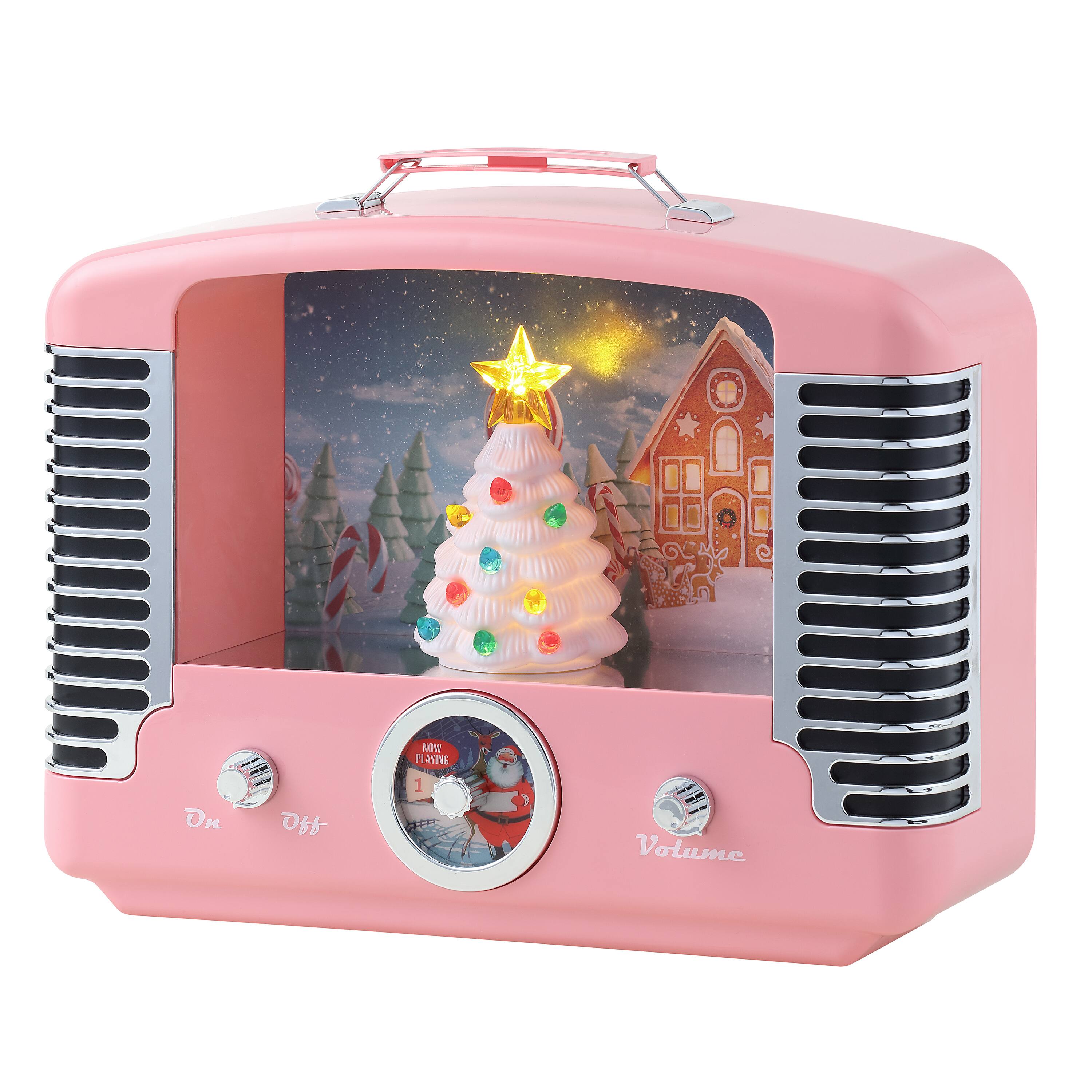 12" Pink Nostalgic Tree Radio