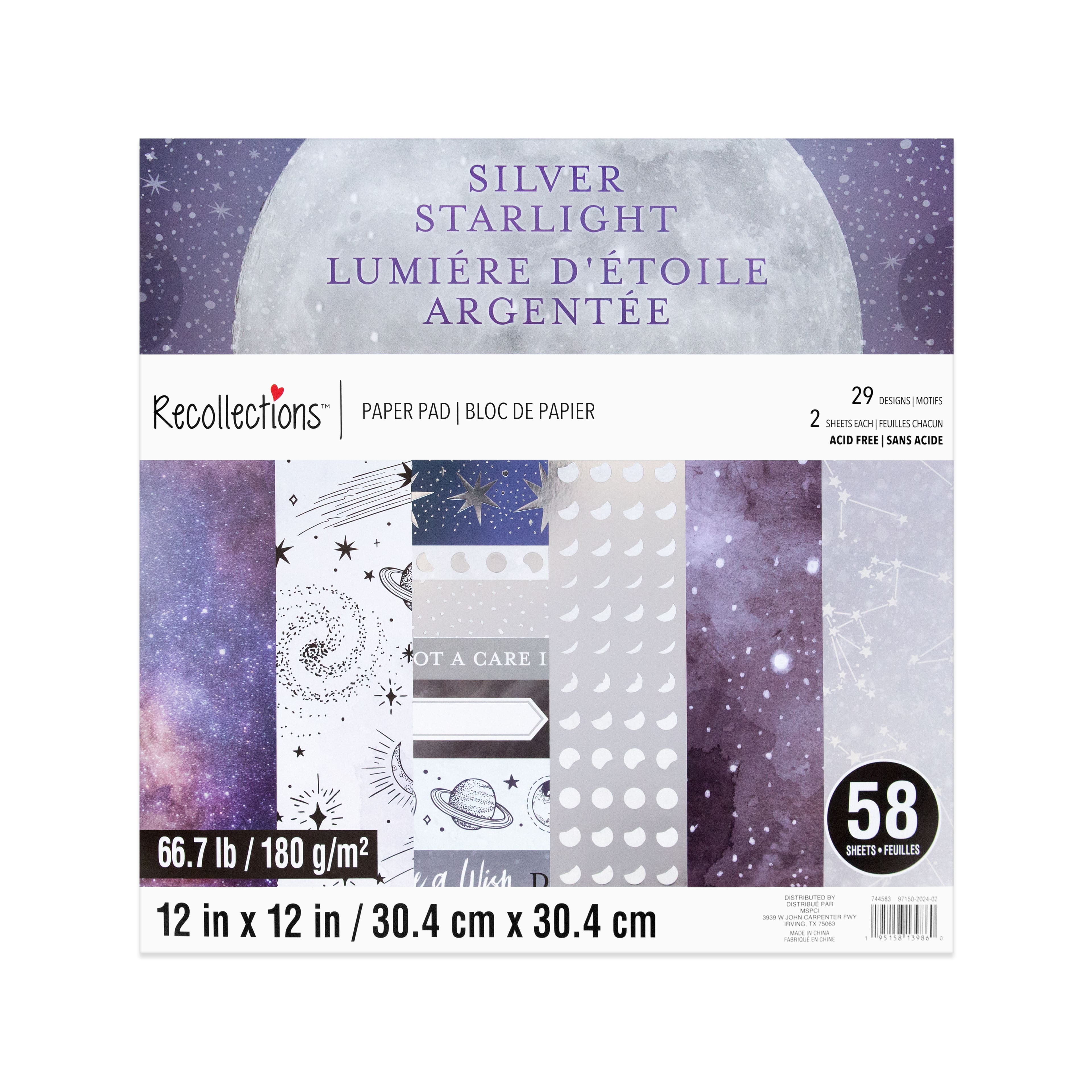12&#x22; x 12&#x22; Silver Starlight Paper Pad by Recollections&#x2122;, 58 Sheets