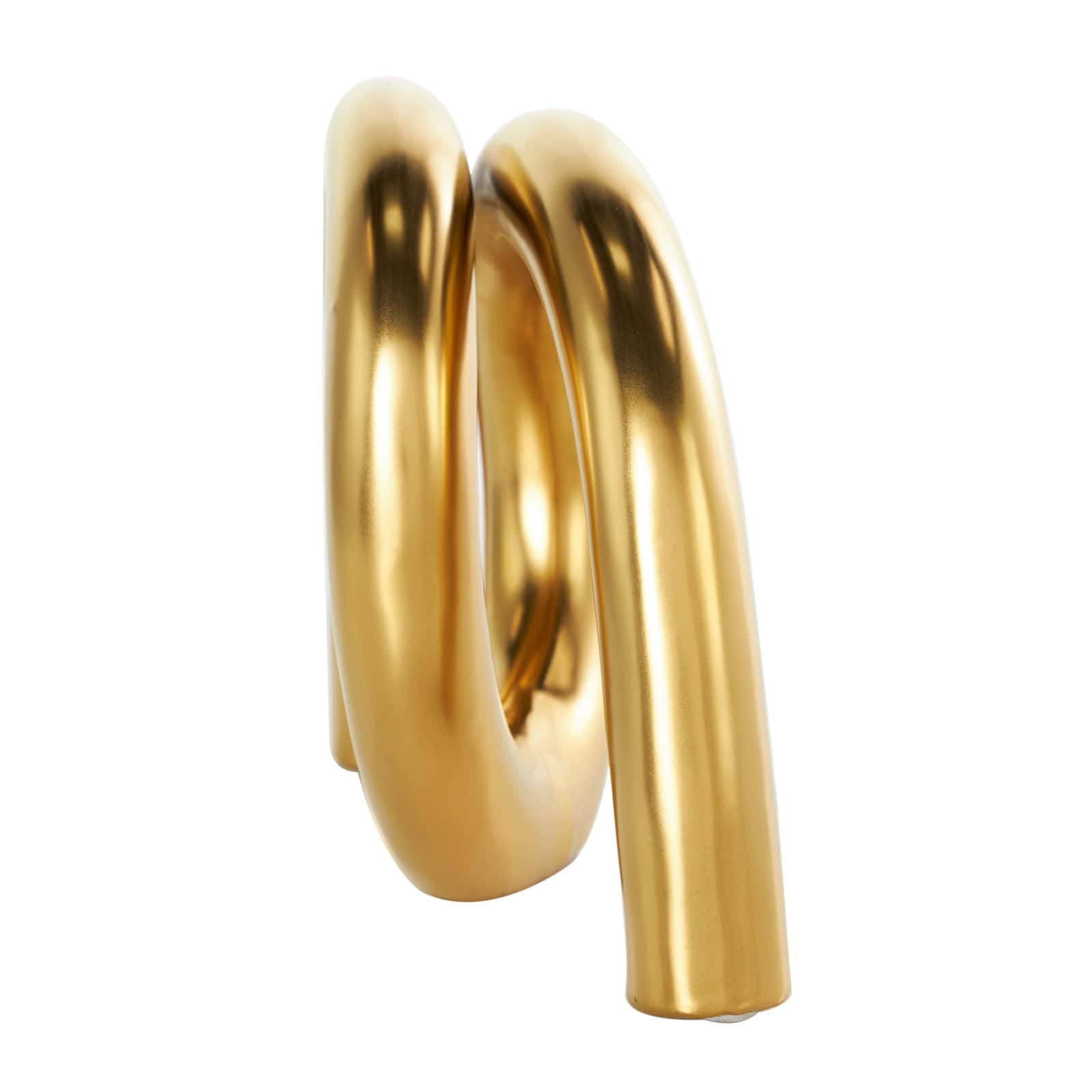 12" Gold Ceramic Abstract Rounded Loop Sculpture
