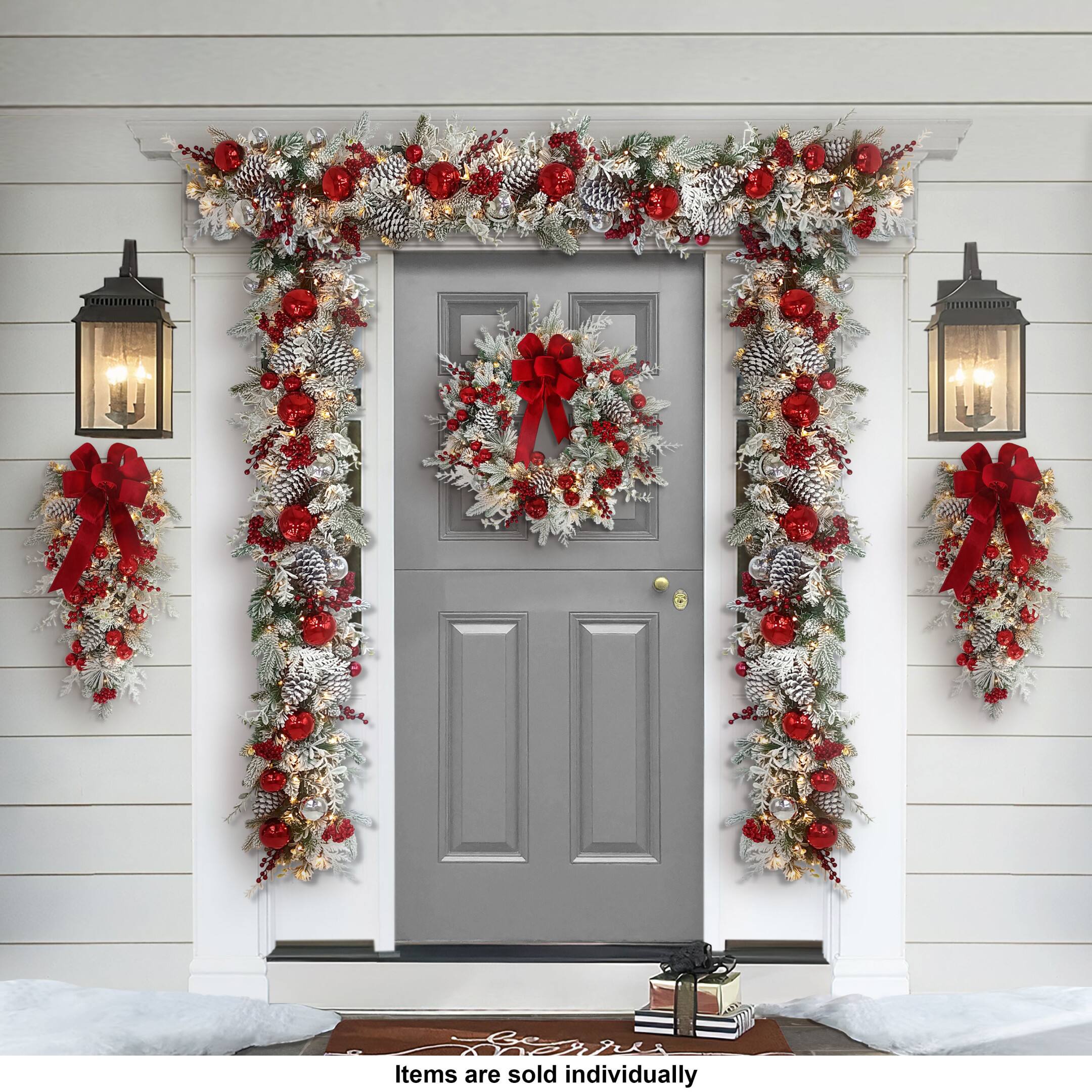 26&#x22; Battery-Operated Pre-Lit Decorated with Red Bow