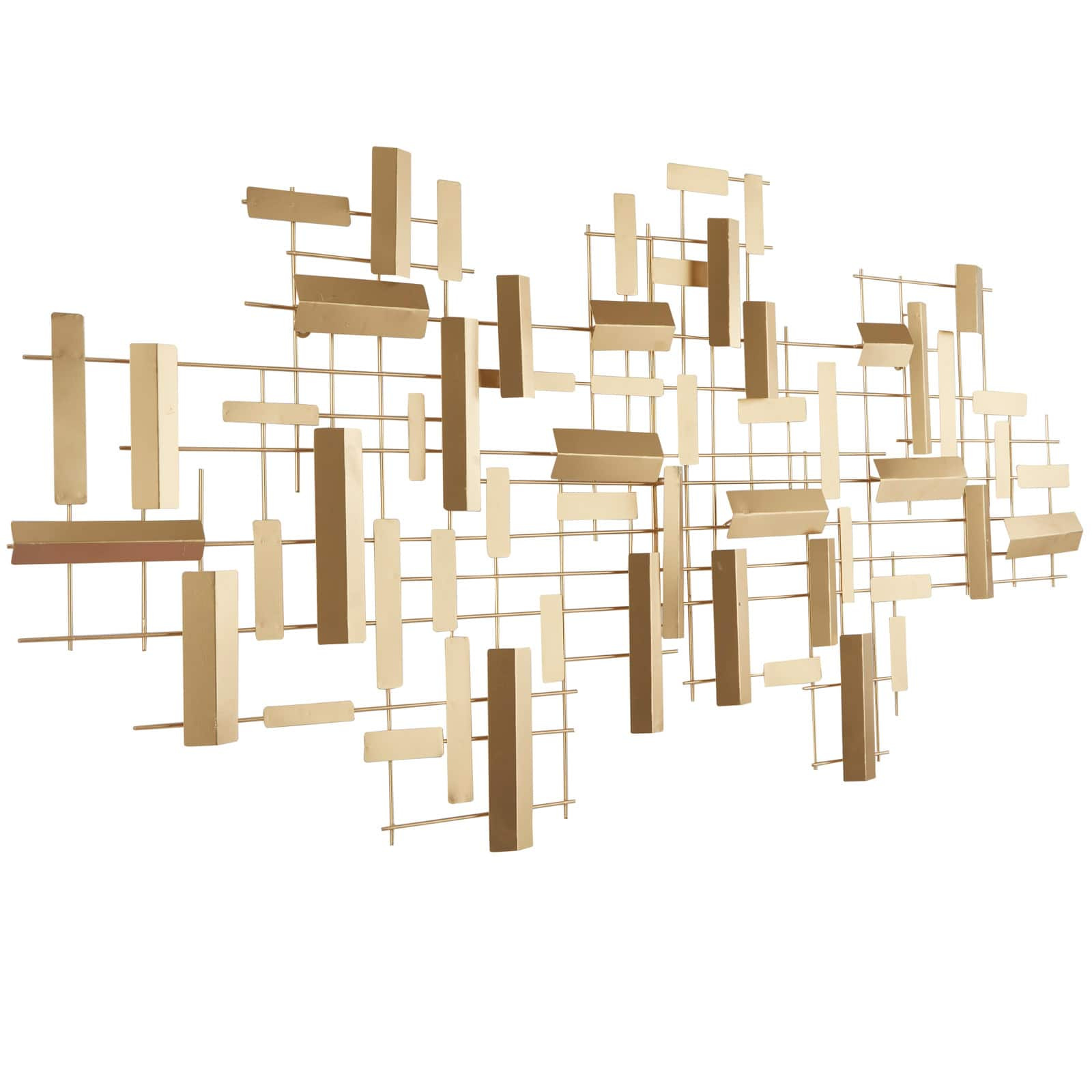 CosmoLiving by Cosmopolitan Gold Metal 3D Stripes Geometric Wall Decor 60&#x22; x 1&#x22; x 30&#x22;