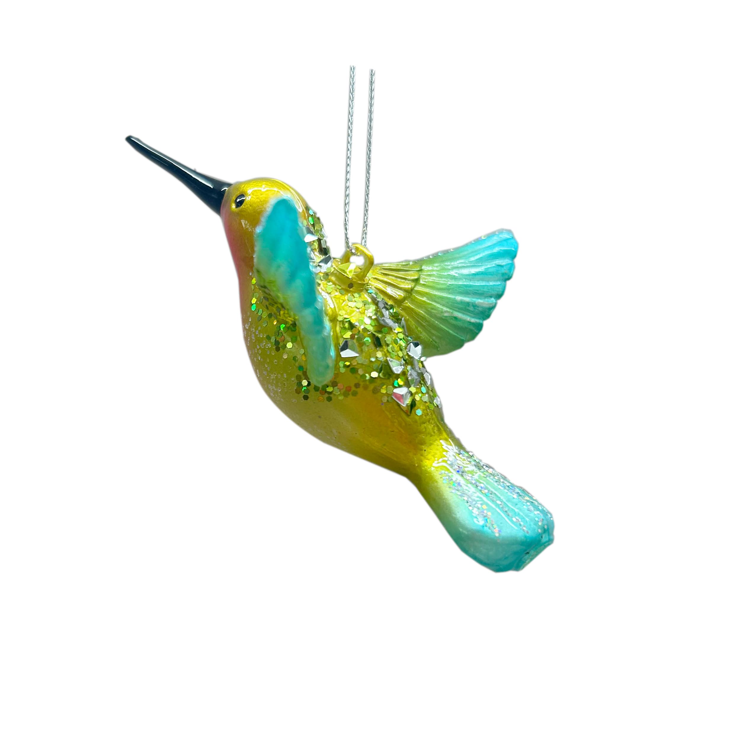 5.25&#x22; Blue &#x26; Yellow Hummingbird Glass Ornament by Ashland&#xAE;