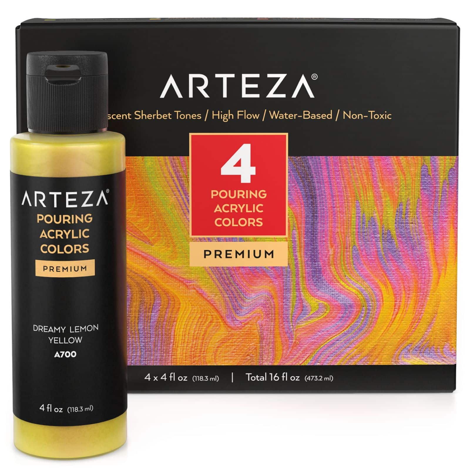 Arteza® 4 Color Iridescent Sherbet Tones Acrylic Pouring Paint Set