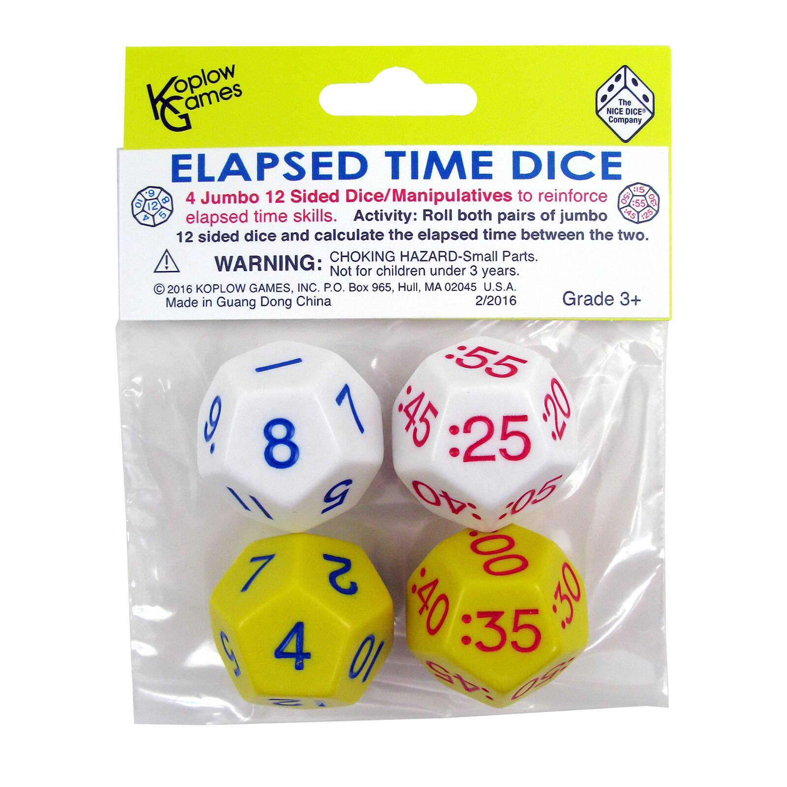 Koplow Games Elapsed Time Dice, 2 Pack of 4