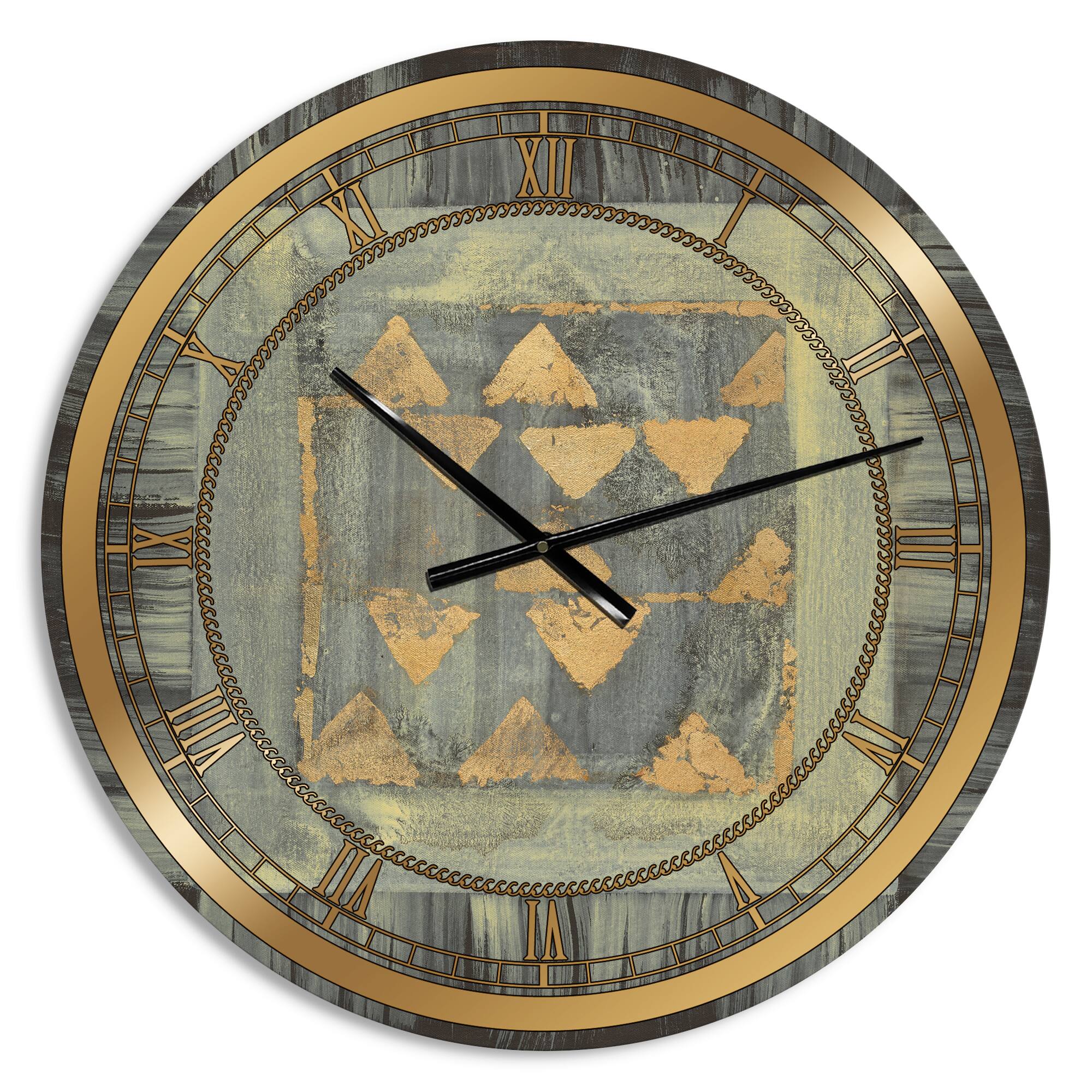 Designart 'Gold Geometric Tapestry Glam Wall Clock