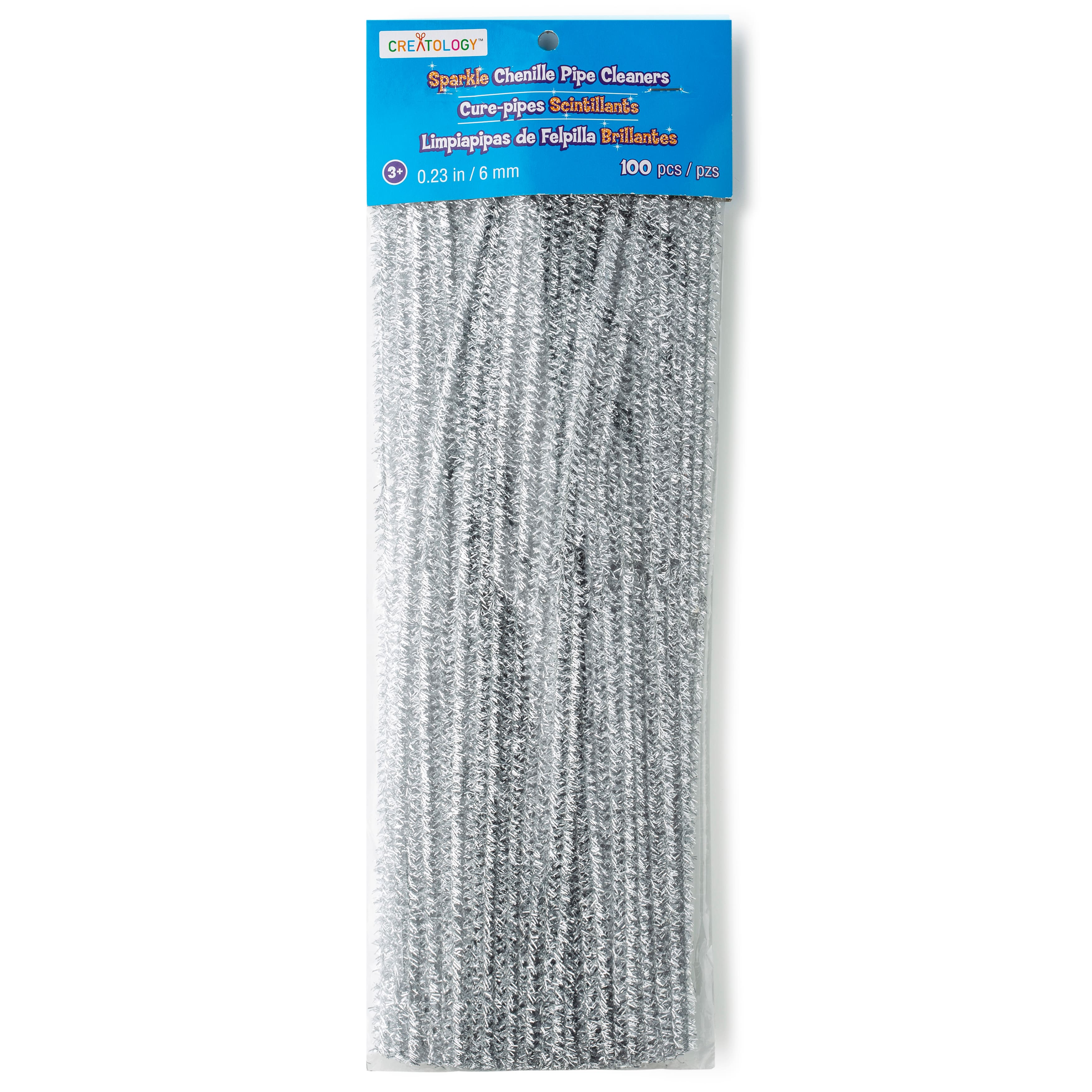 12 Packs: 100 ct. (1,200 total) Black Glitter Chenille Pipe Cleaners by  Creatology™