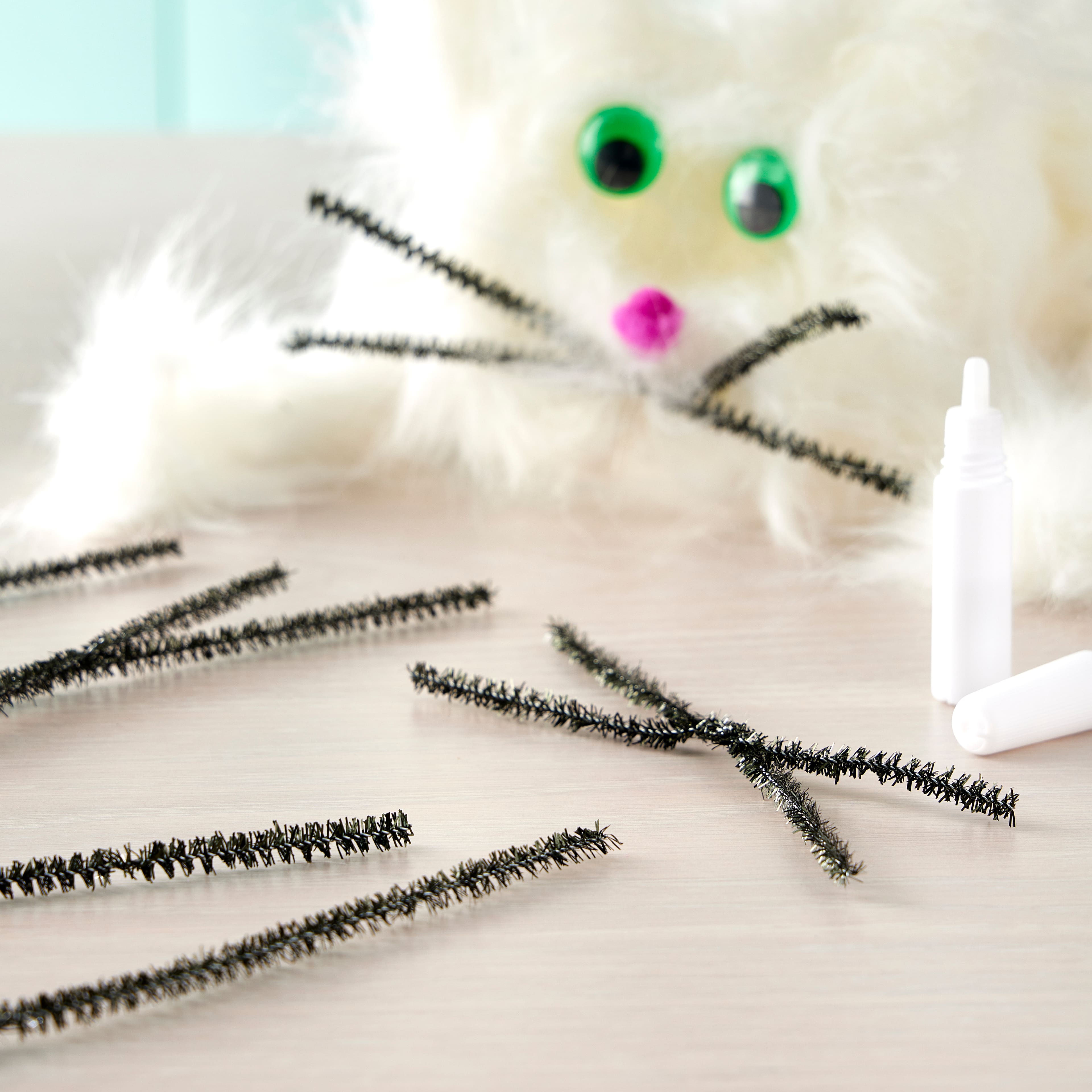 12 Packs: 100 ct. (1,200 total) Black Glitter Chenille Pipe Cleaners by  Creatology™