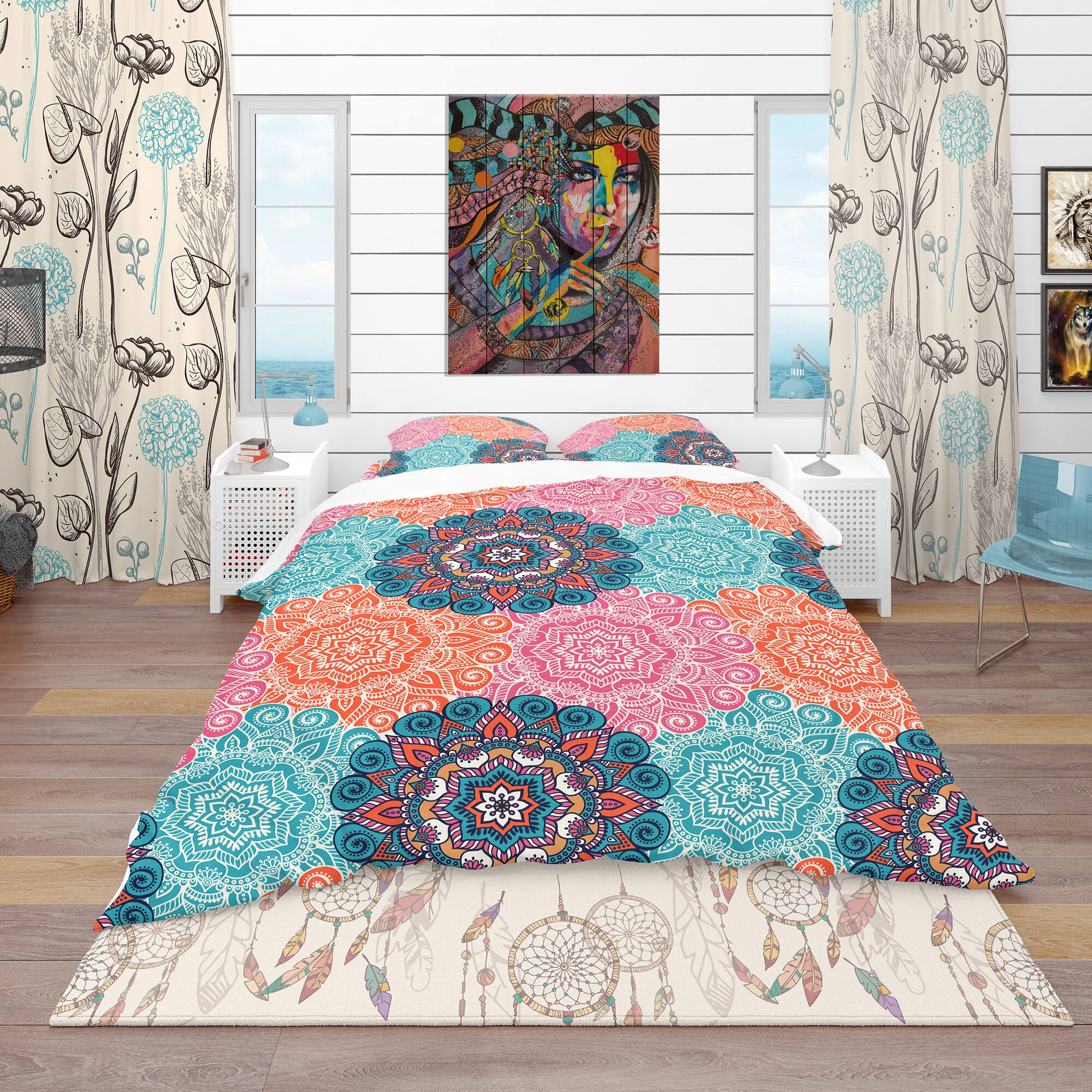 Designart &#x27;Vintage Arabic Decorative Elements&#x27; Bohemian &#x26; Eclectic Bedding Set - Duvet Cover &#x26; Shams