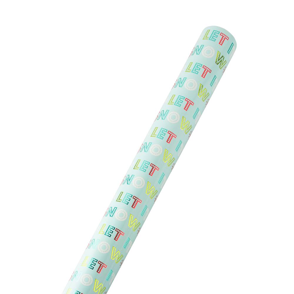 JAM Paper Light Blue Let it Snow Gift Wrap