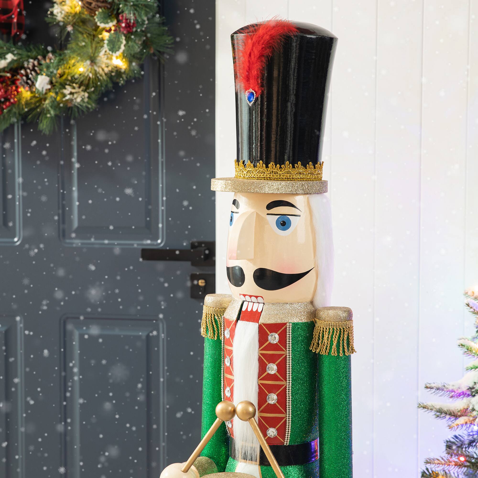 Glitzhome&#xAE; 54&#x22; Wooden Christmas Glitter Soldier Nutcracker
