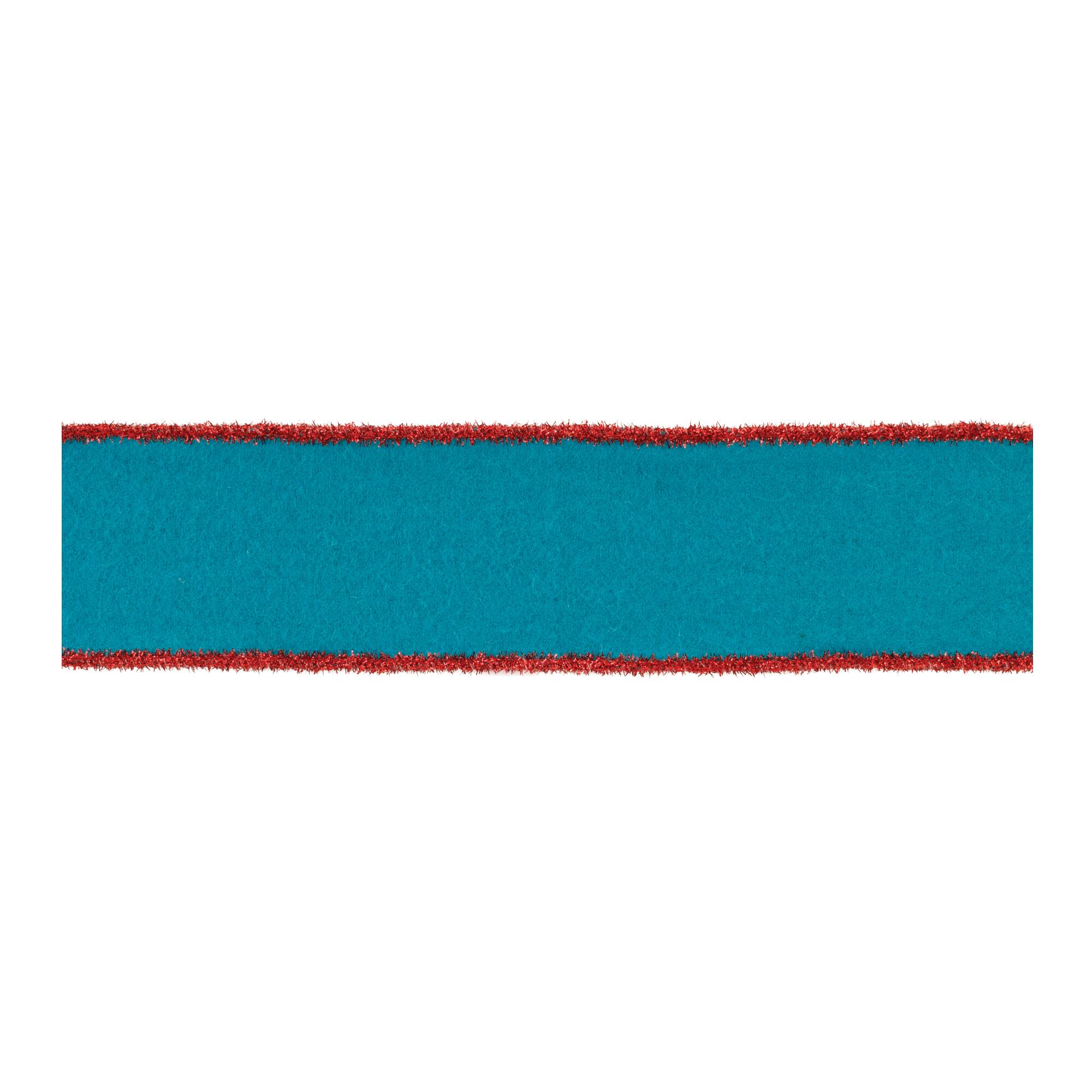 4" x 5yd. Blue Wool & Red Tinsel Wired Ribbon, 2ct.