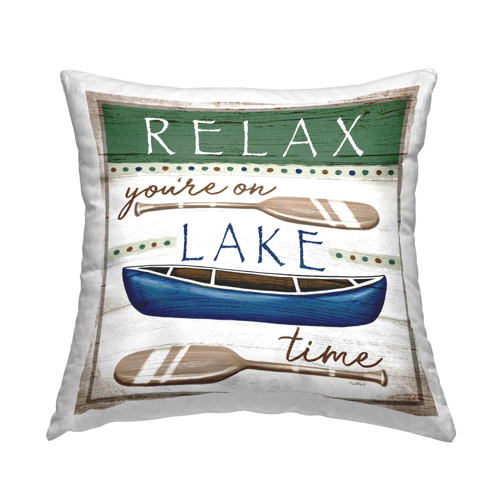 Stupell Industries Rustic Pattern Lake Time Canoe Oars Throw Pillow, 18" x 18"