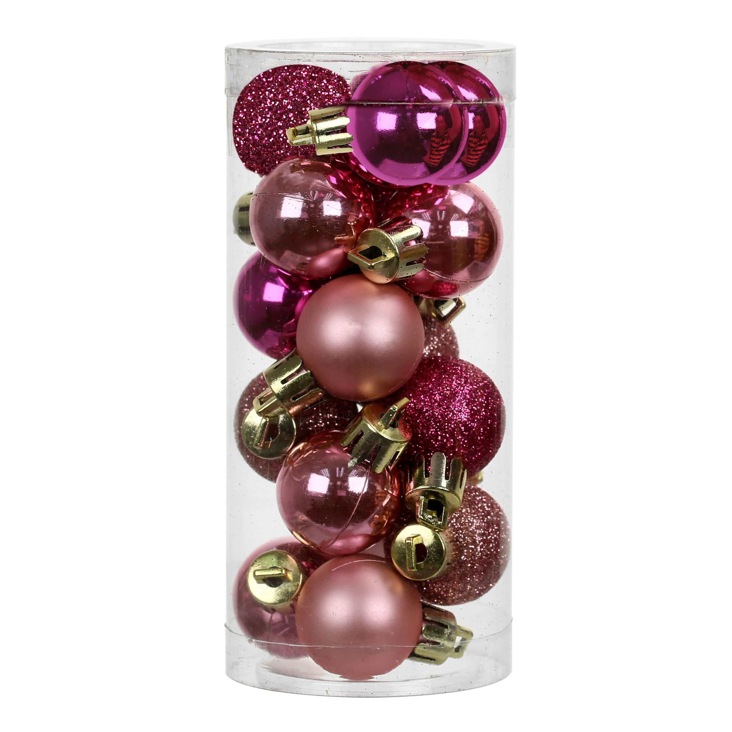 16 Pack 25mm Mini Pink Plastic Ball Ornaments by Ashland&#xAE;