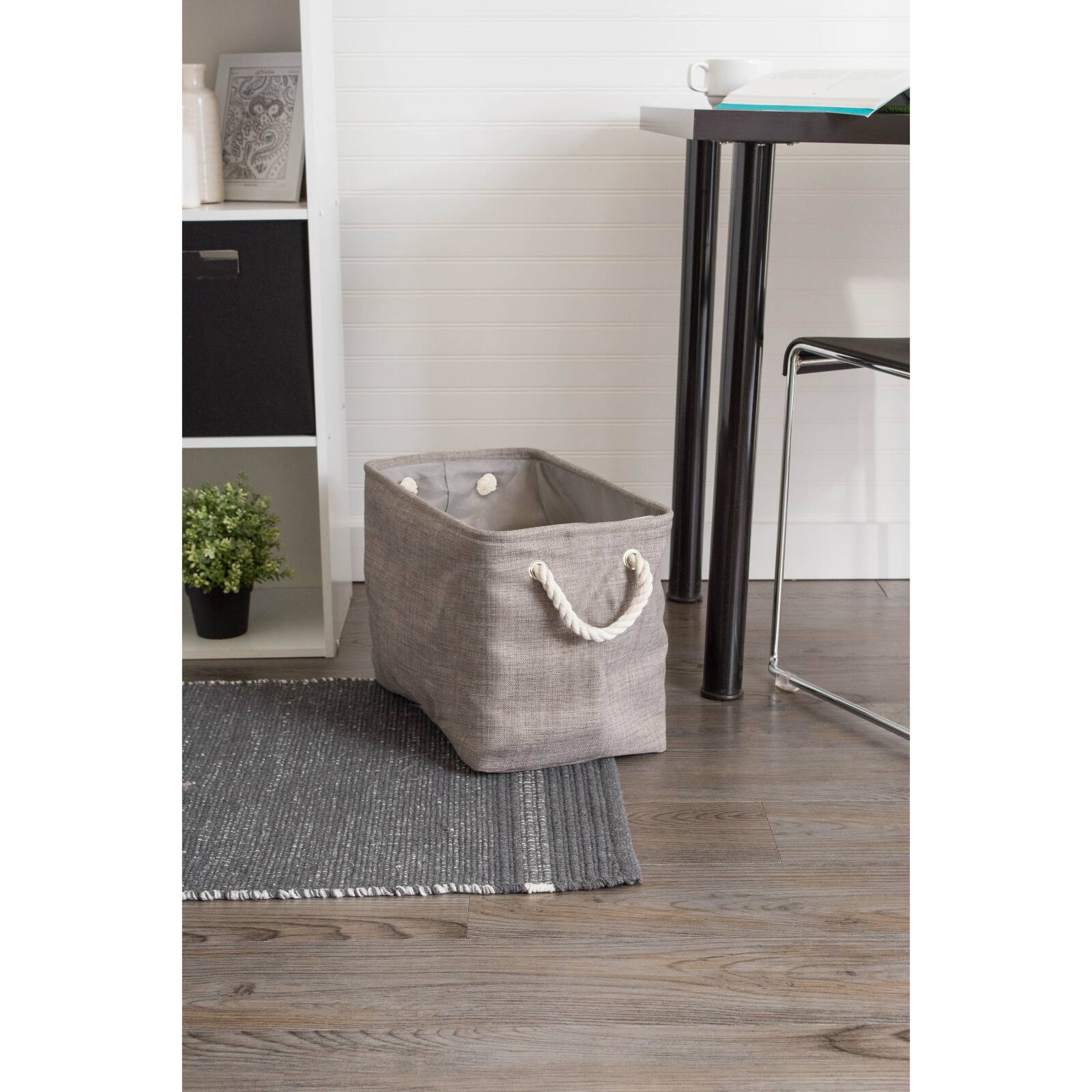 Small Gray Polyester Variegated Rectangle Bin