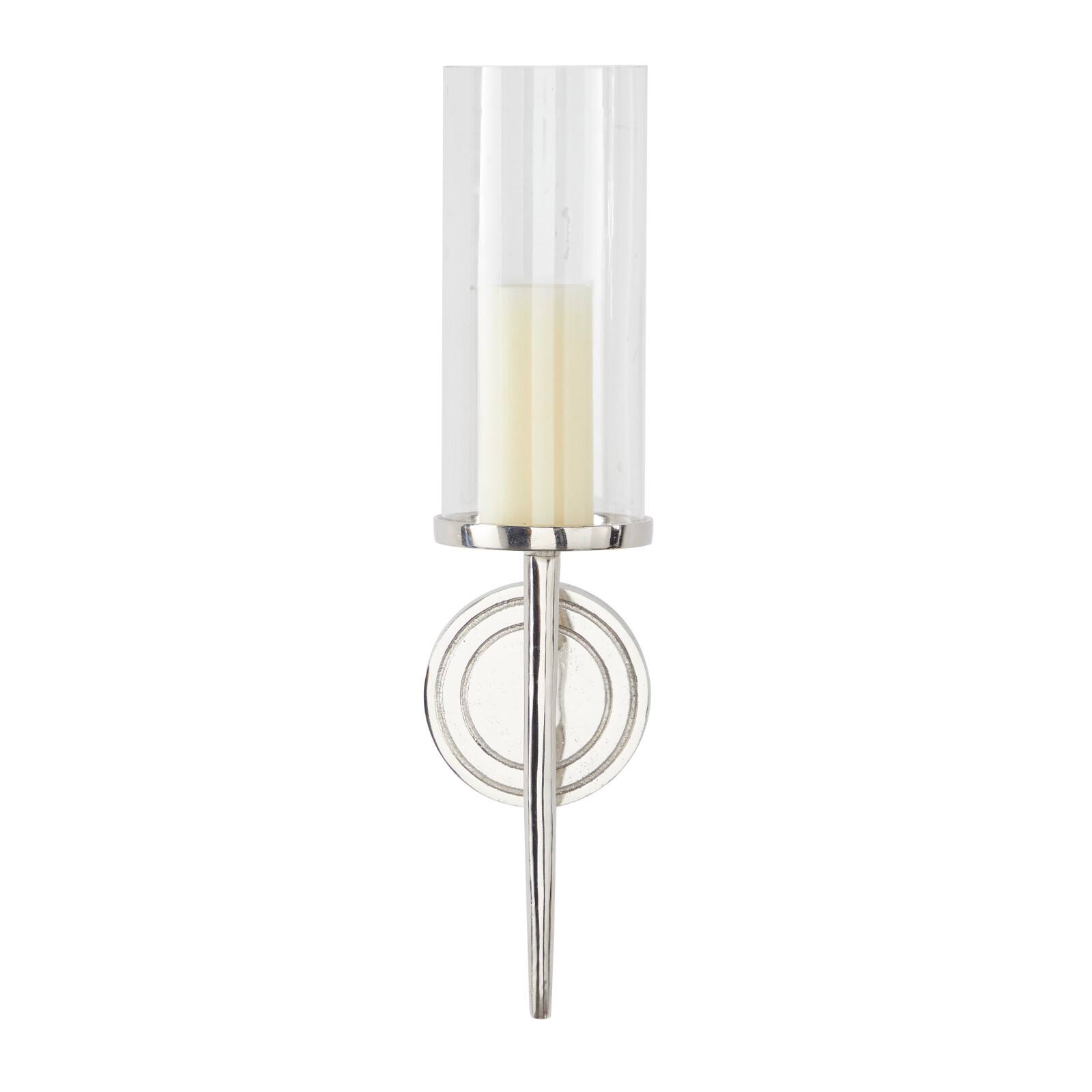 Silver Aluminum Modern Wall Sconce, 6" x 7" x 23"