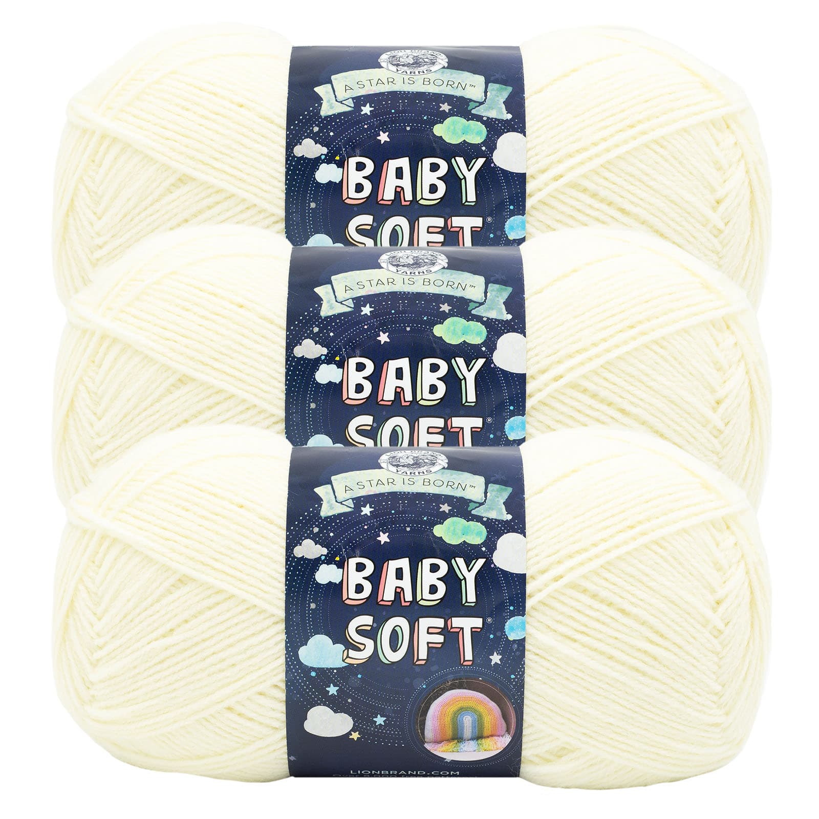  (3 Pack) Lion Brand Yarn 920-218 Babysoft Yarn, Pastel Print