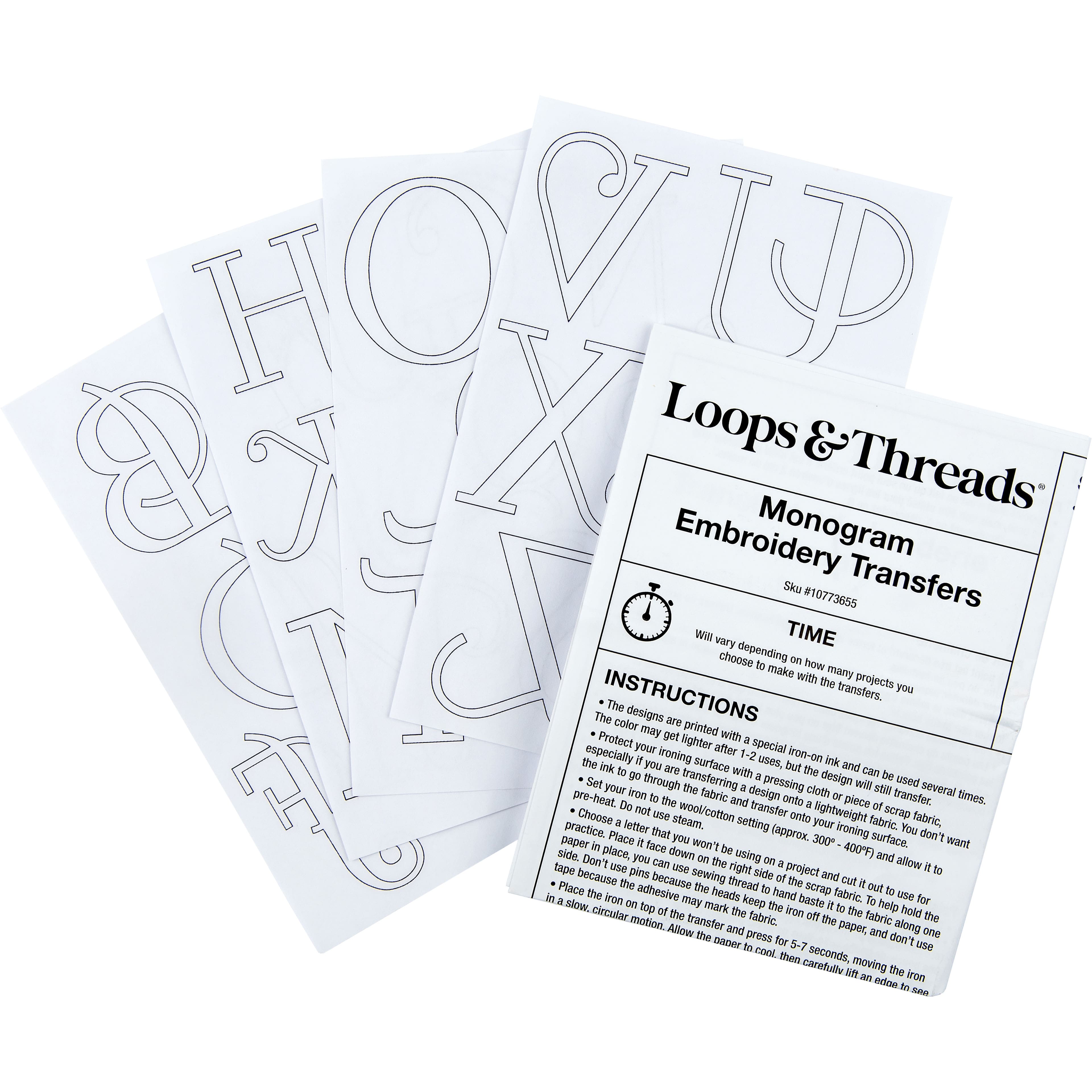 Monogram Iron-On Embroidery Transfer Set by Loops & Threads®