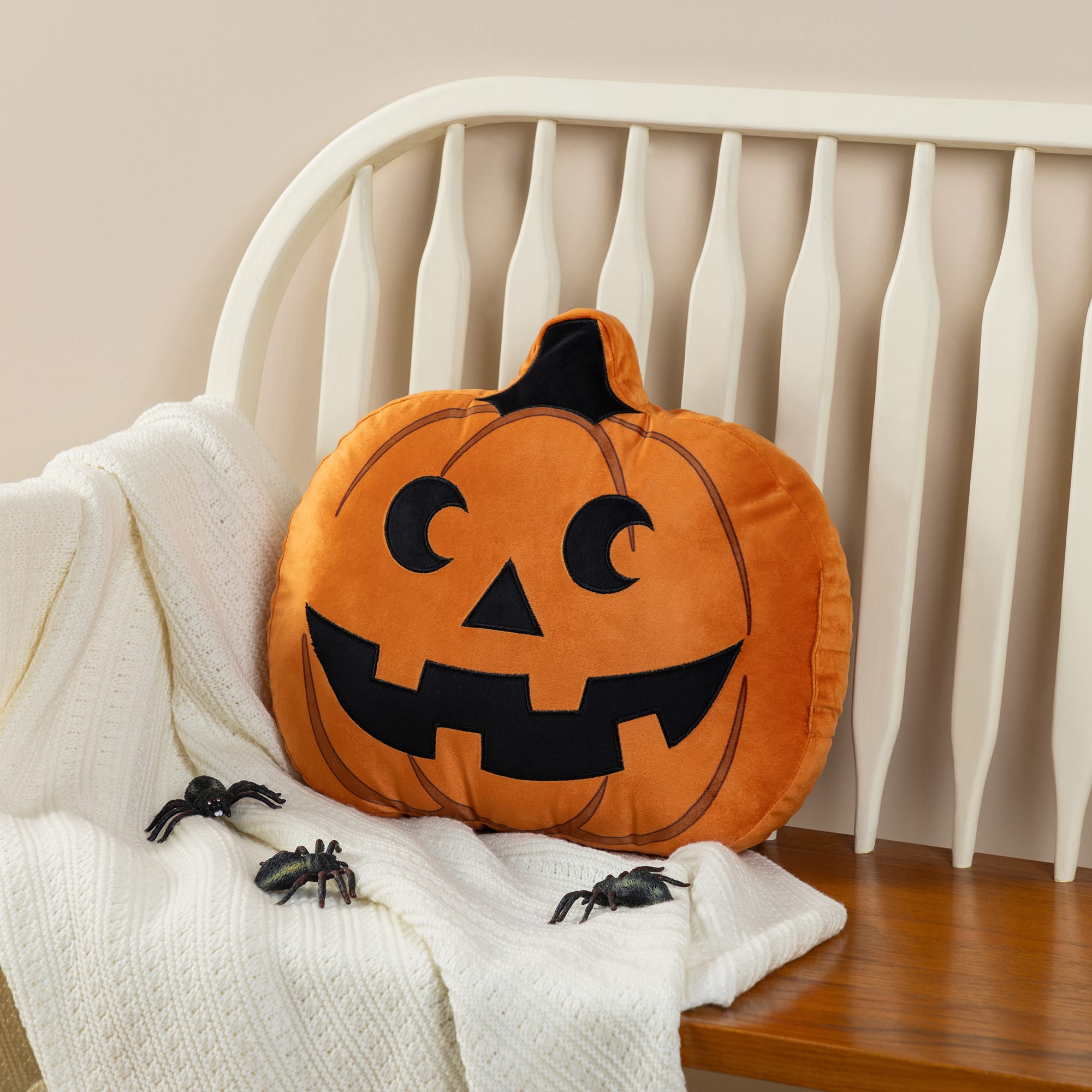 Glitzhome&#xAE; 15.5&#x22;L Fall and Halloween Fabric Double Sided Pumpkin Pillow