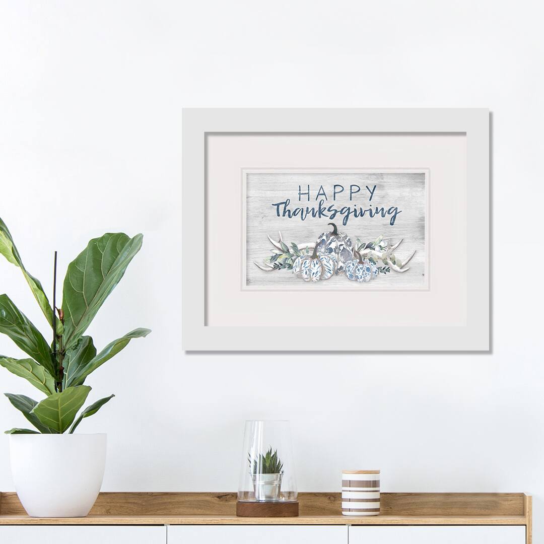 Blue Pumpkins White Framed Print Wall Art