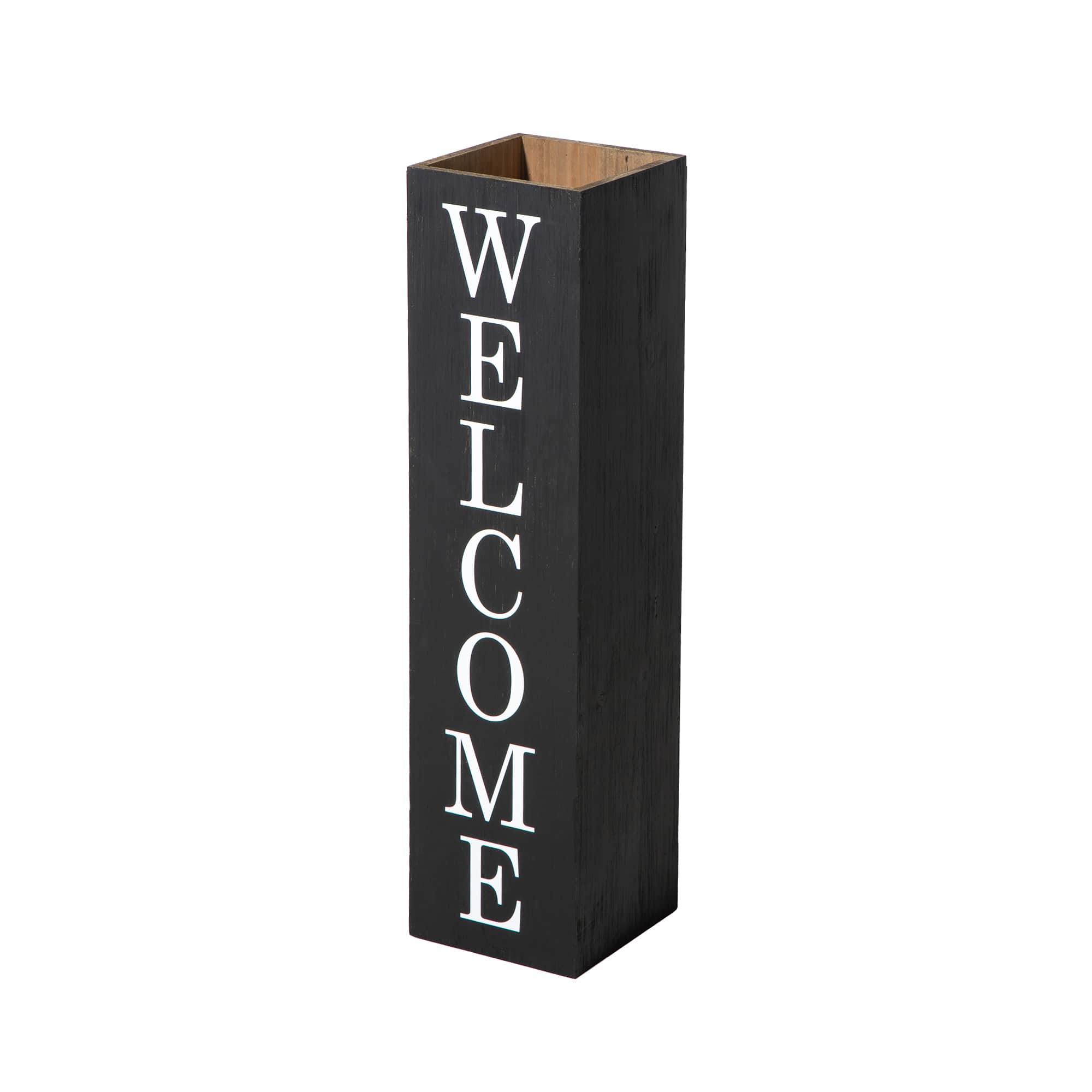Glitzhome&#xAE; 30&#x22; Black Wood Boxed Welcome Home Porch Sign