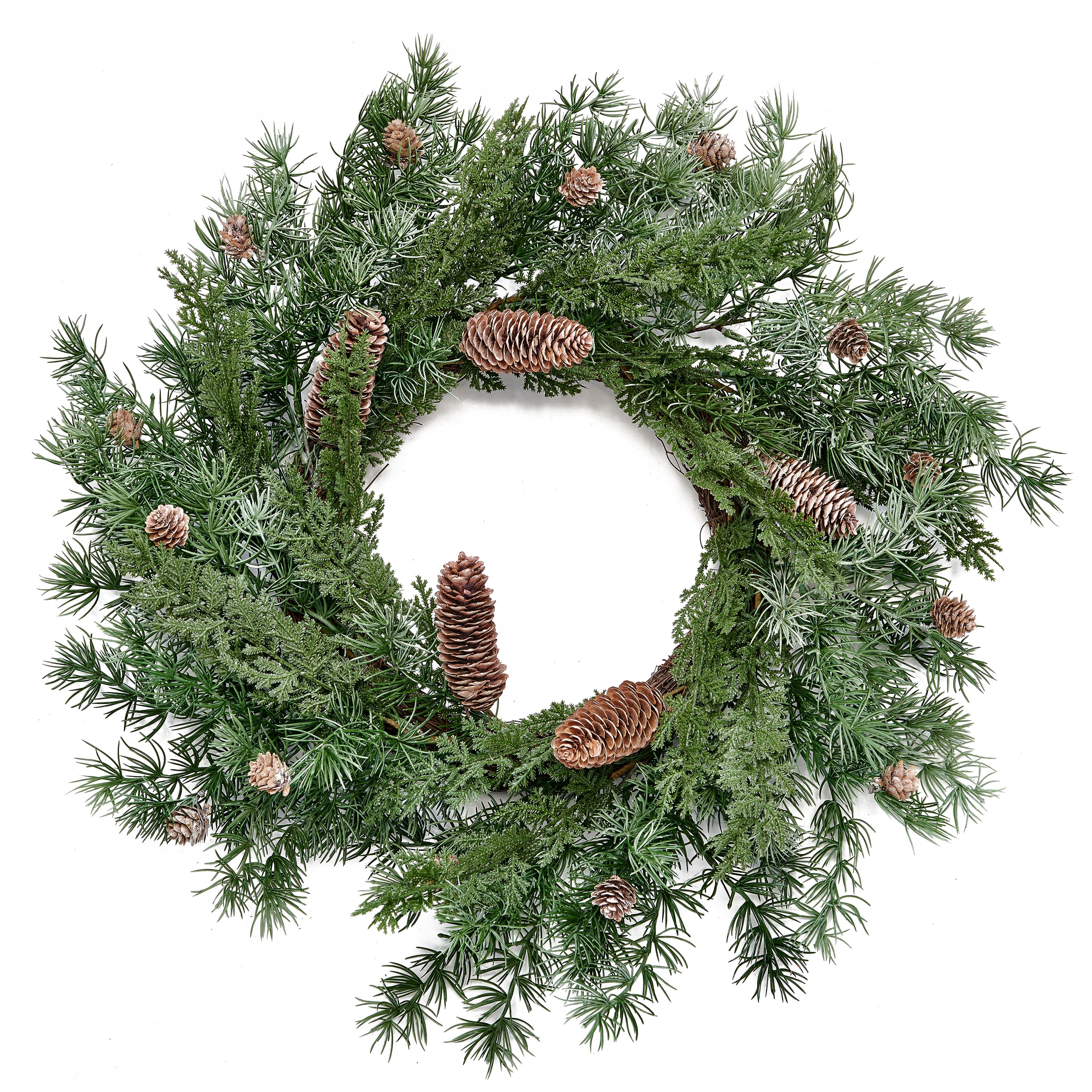 24" Artificial Christmas Pine Hemlock and Pinecone Wreath