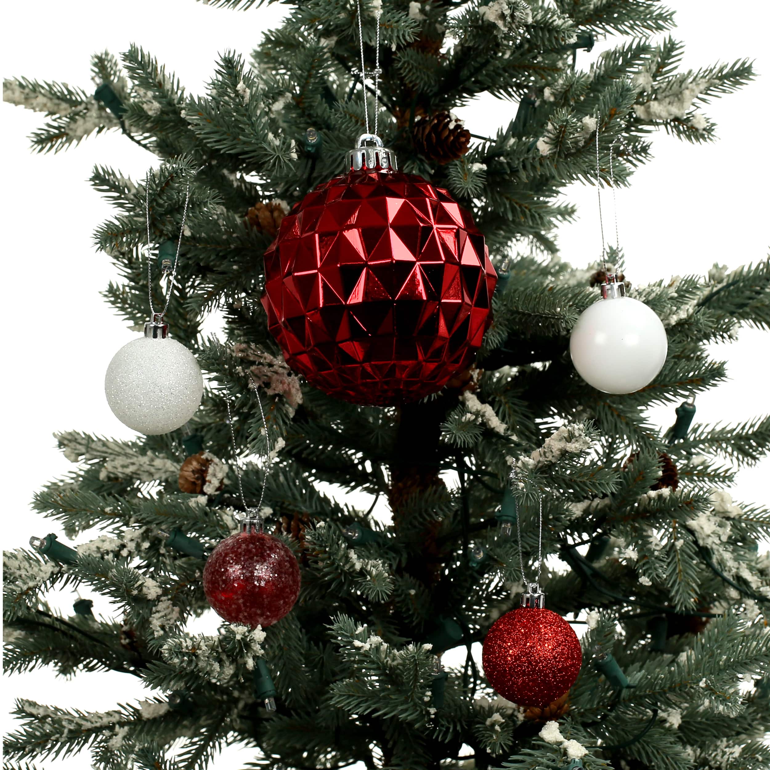 44 Pack 1.8" & 4.7" Red & White Mixed Finish Shatterproof Ball Ornaments by Ashland®