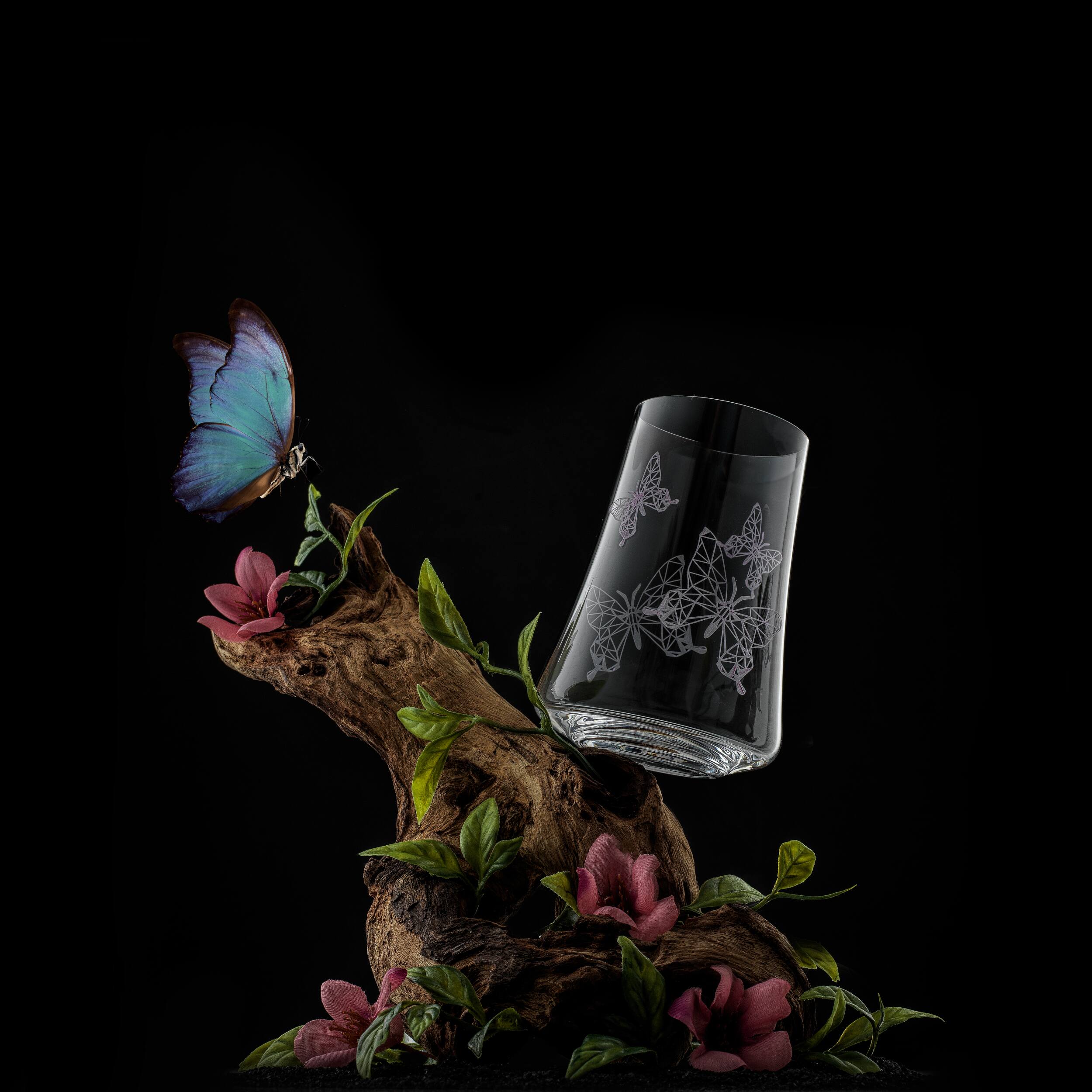 JoyJolt® 17oz. Meadow Butterfly Crystal Highball Glass Set, 2ct.