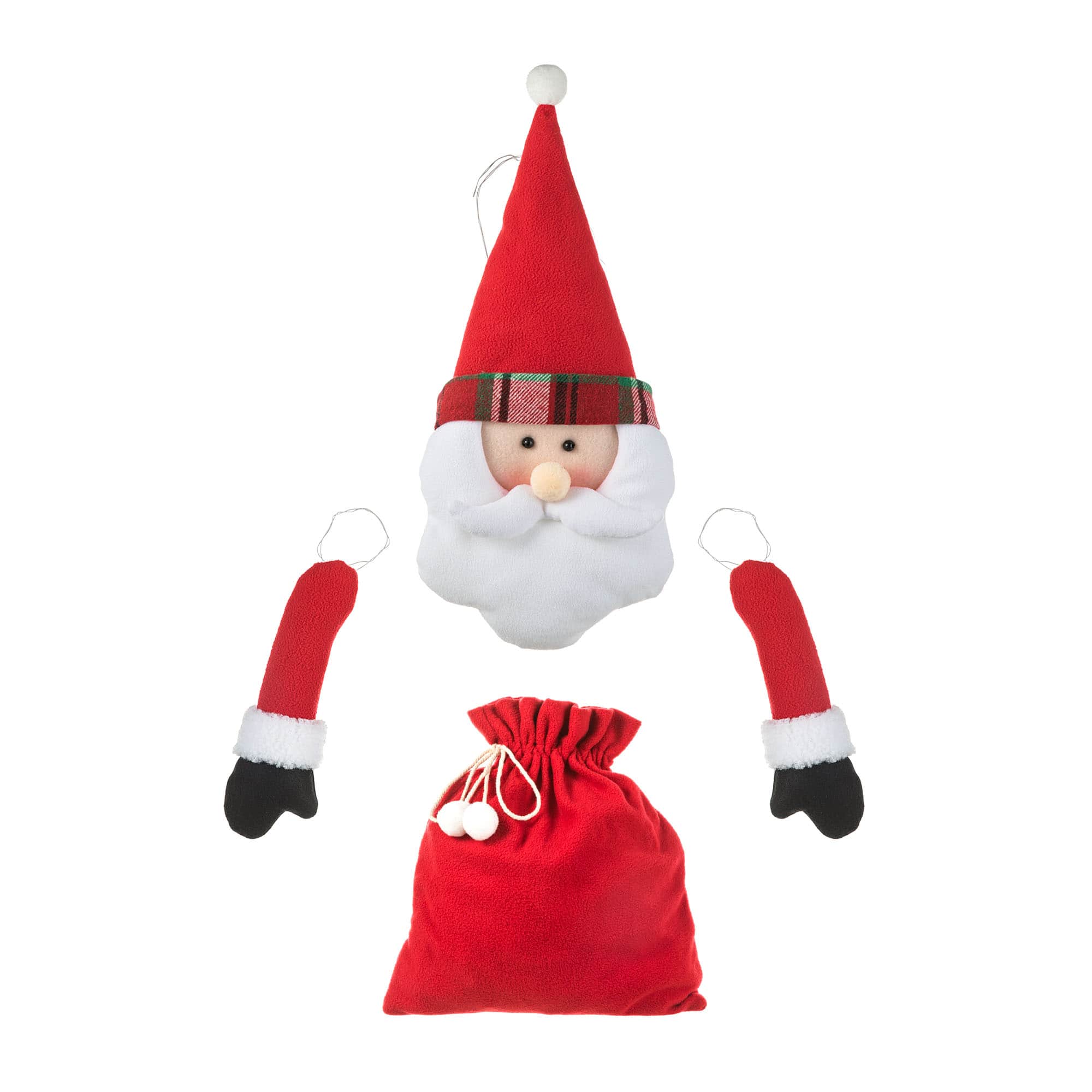Glitzhome&#xAE; 20&#x22; Jumbo Christmas Fabric Santa Ornament Set