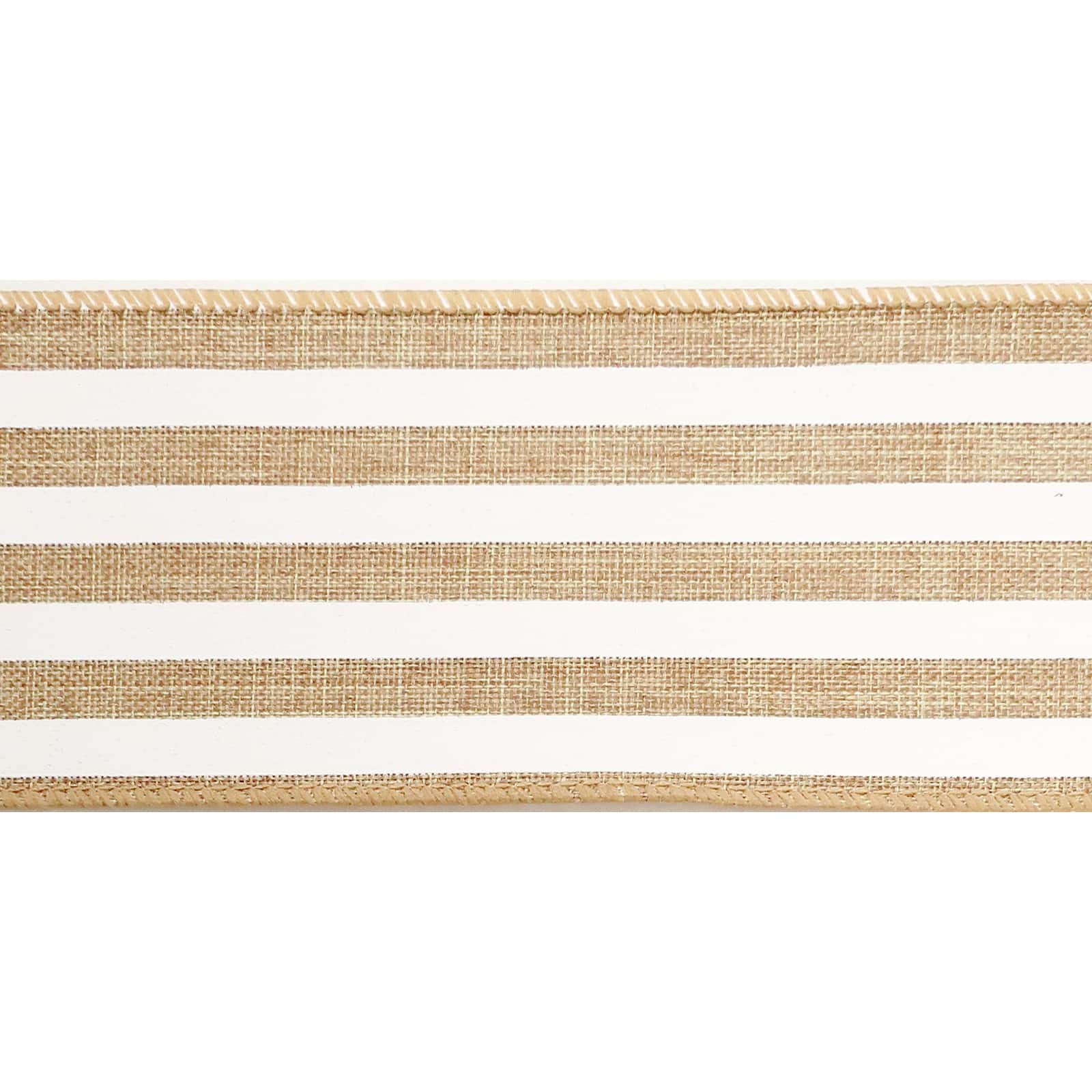 2.5" x 25ft. Faux Linen Wired Stripe Ribbon by Celebrate It